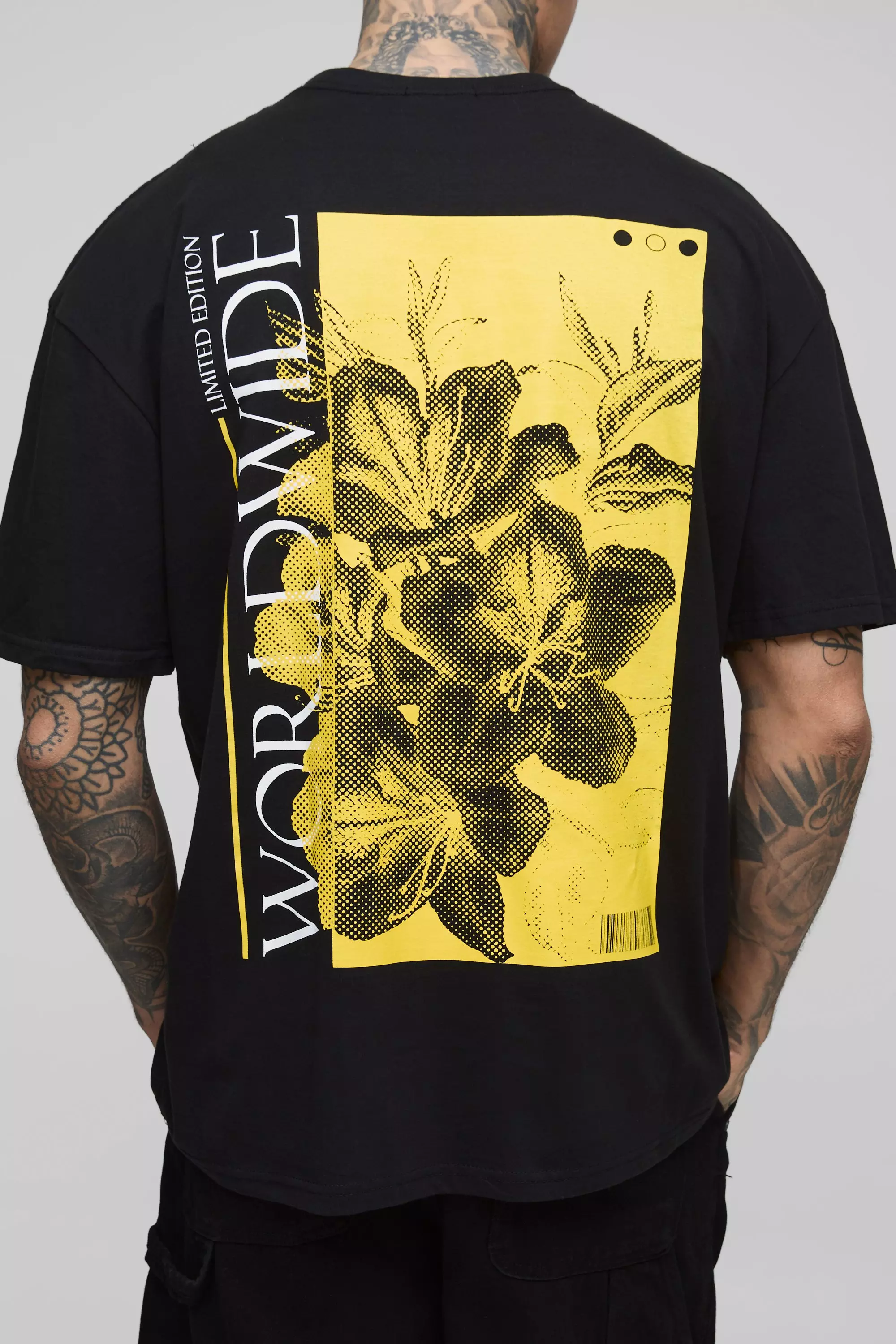 Black Tall Oversized Worldwide Floral Print T-Shirt alternative image