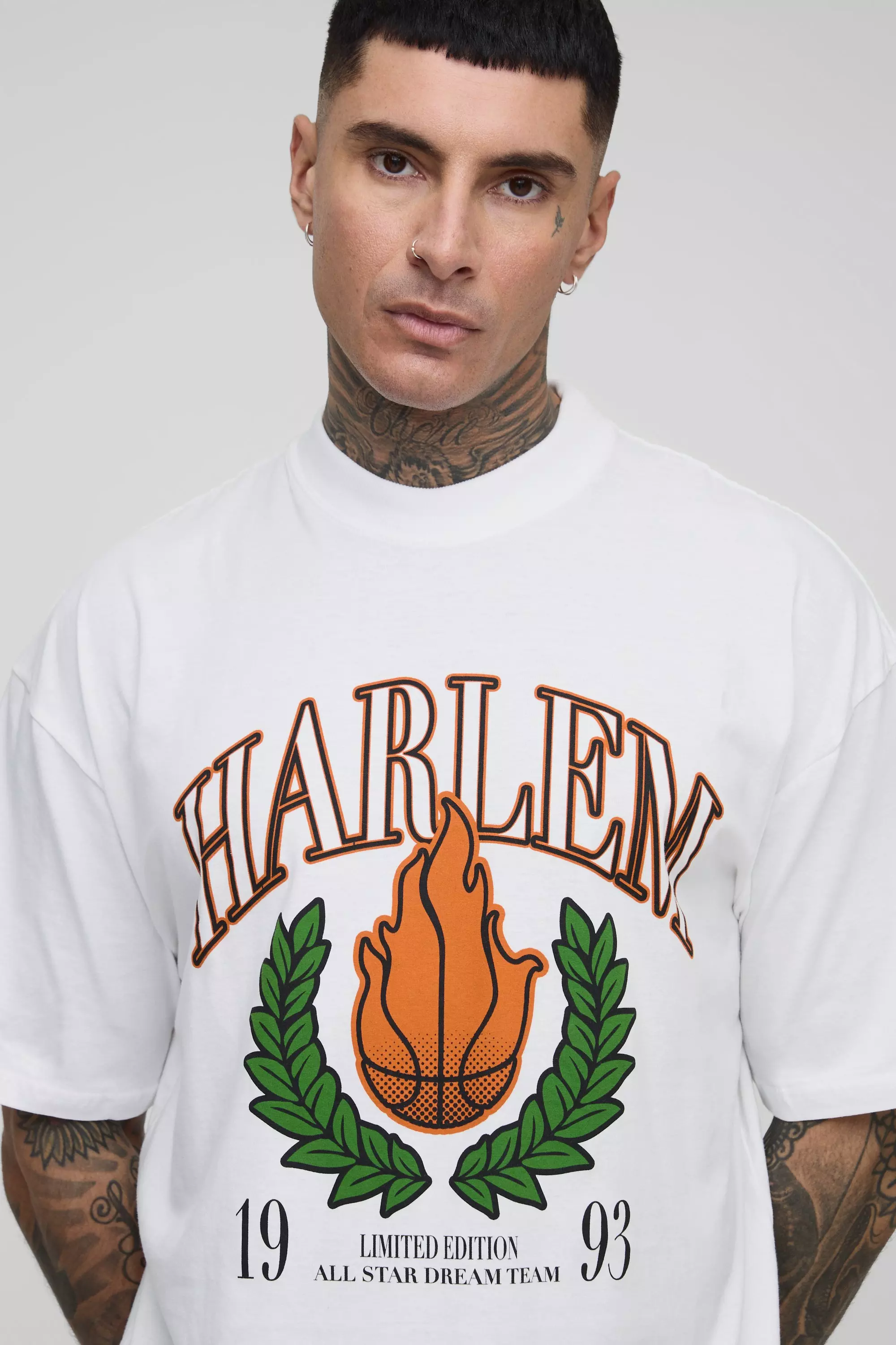 Tall Oversize T-Shirt mit Harlem-Print, White alternatives Bild
