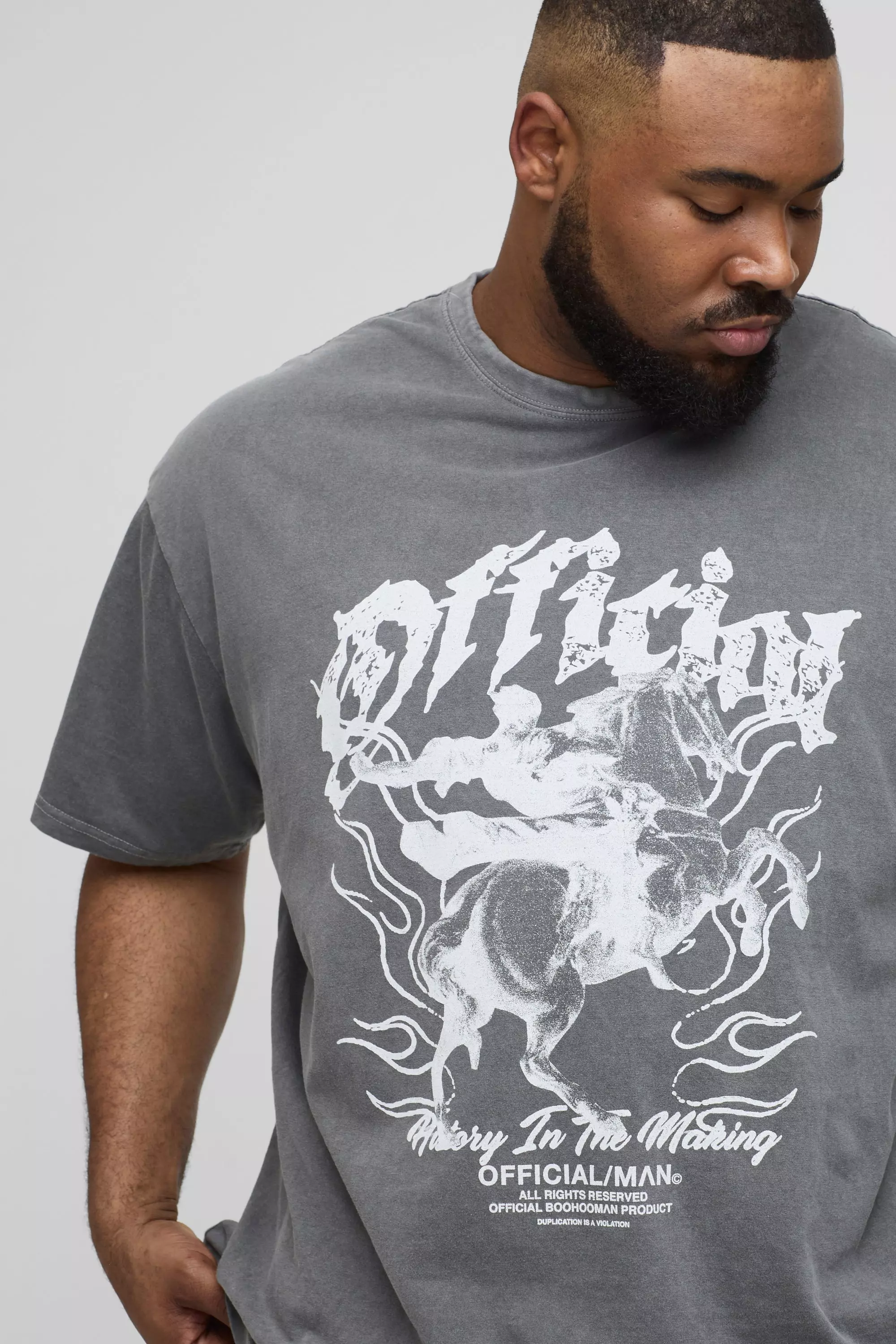 Plus Oversize T-Shirt mit Renaissance-Print, Charcoal alternatives Bild