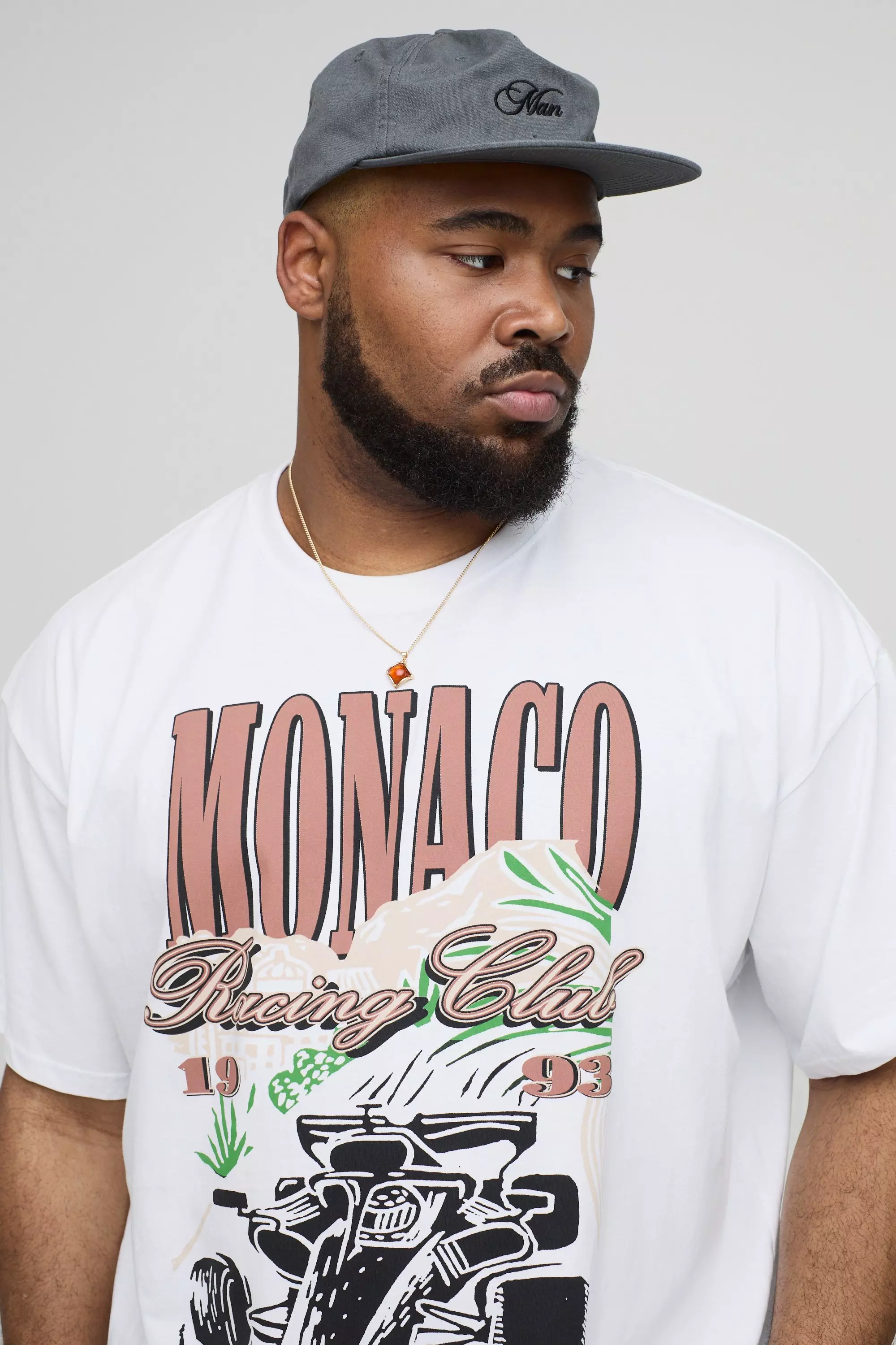White Plus Oversized Monaco Racing Car Print T-Shirt alternative image