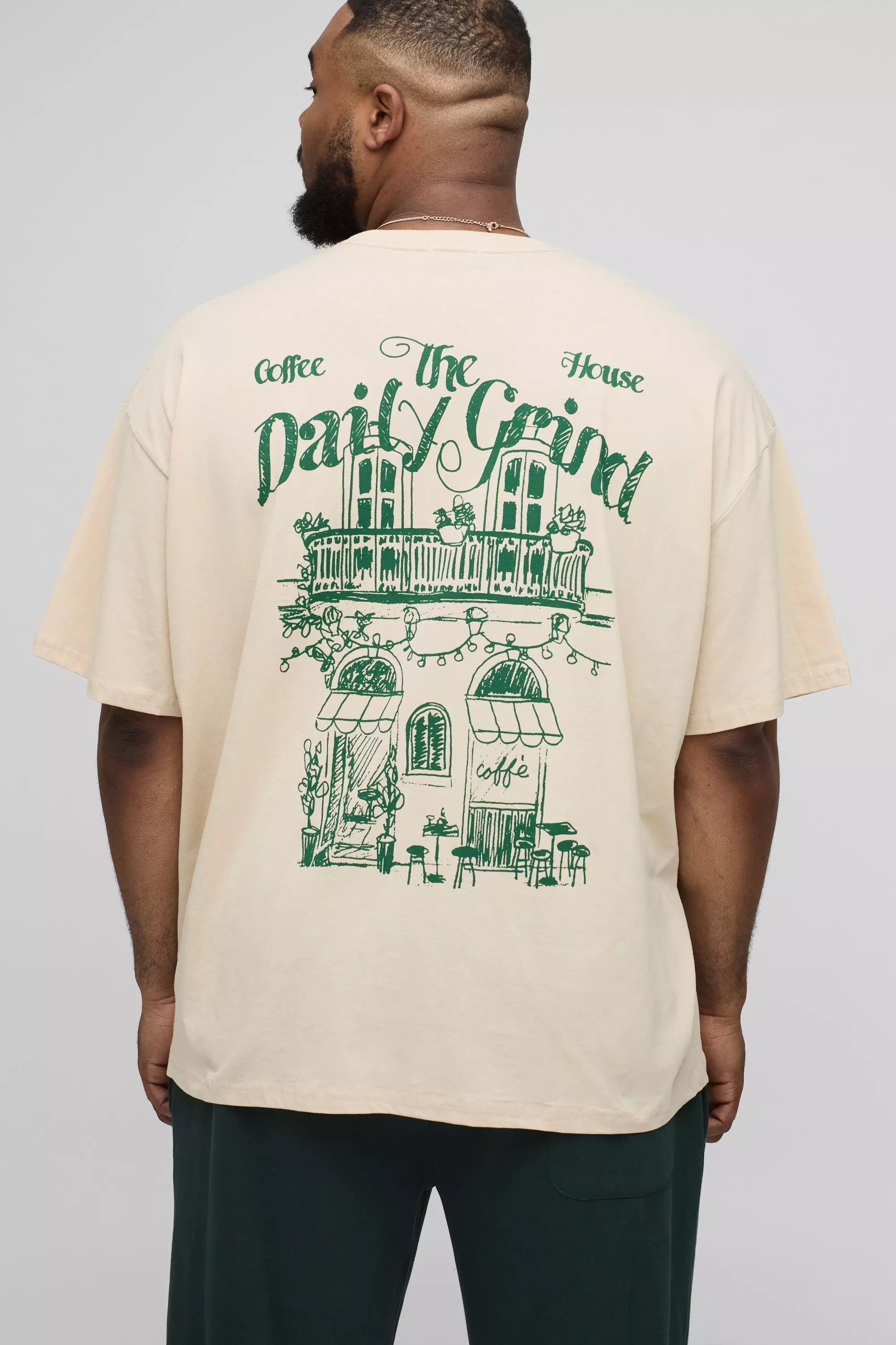 Sand Plus Oversized Coffee House Print T-Shirt alternative image