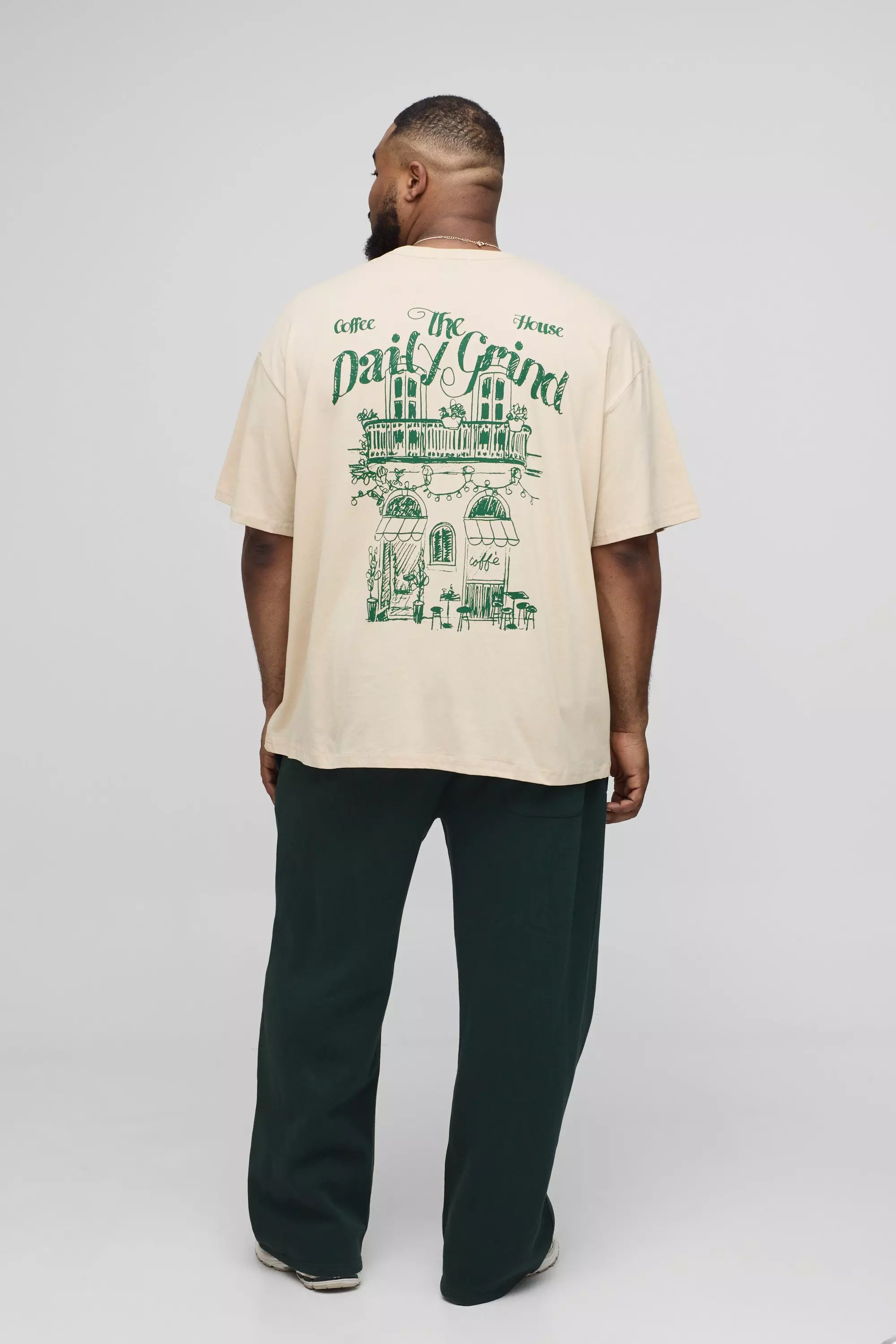 Sand Plus Oversized Coffee House Print T-Shirt alternative image