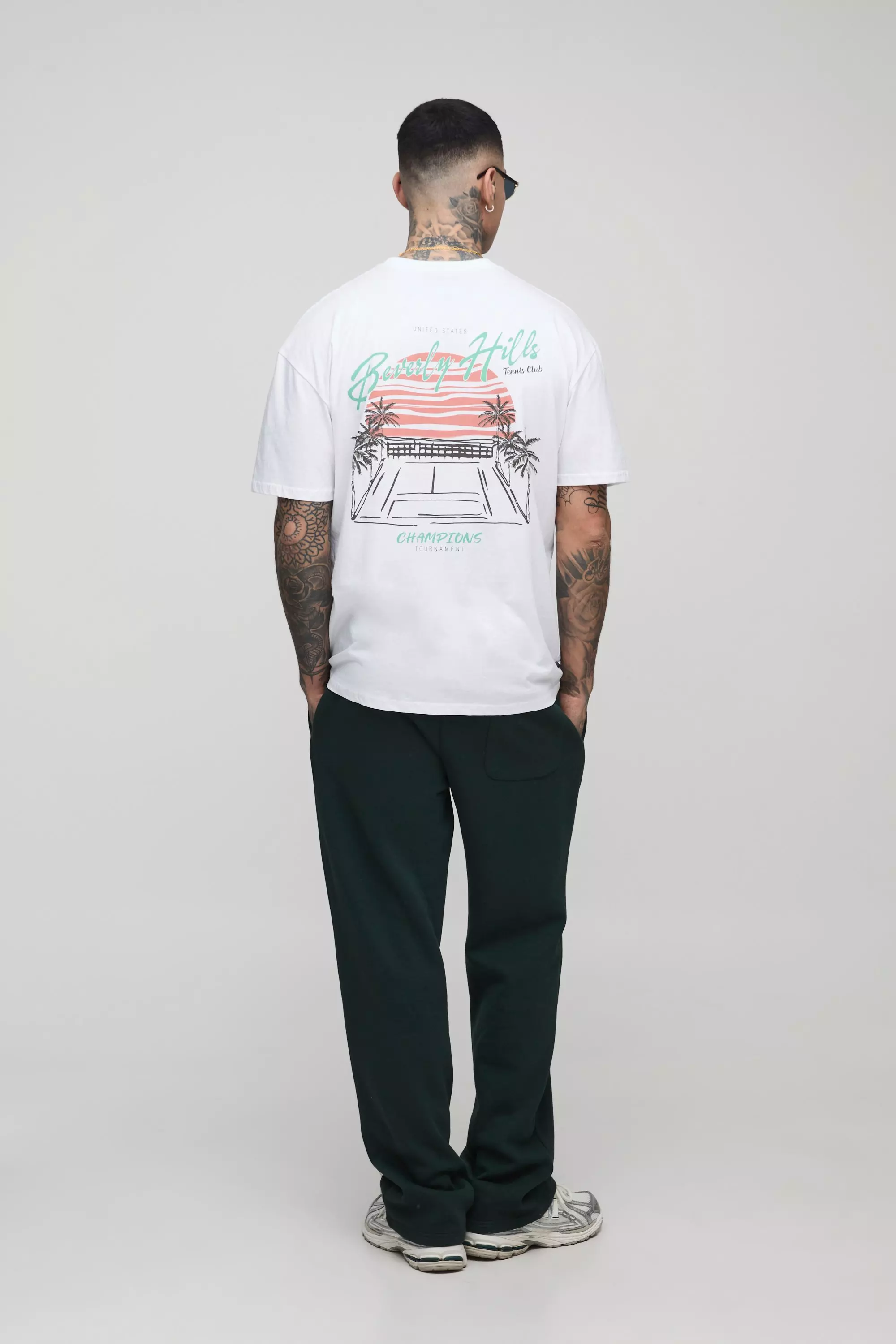 Tall Oversized Beverly Hills Palm Print T-Shirt | boohooMAN USA