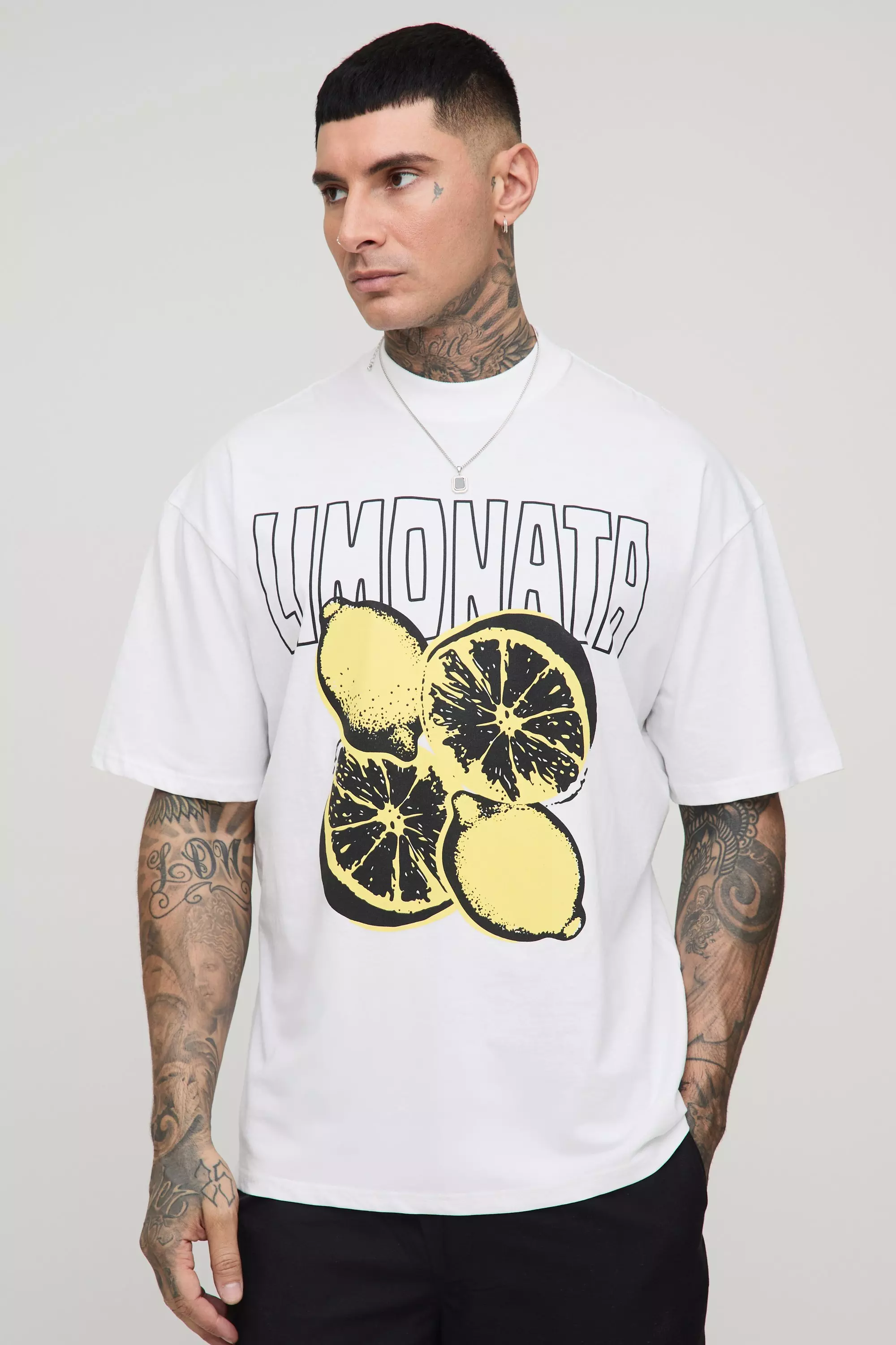Tall Oversize T-Shirt mit Zitronen-Print, White alternatives Bild