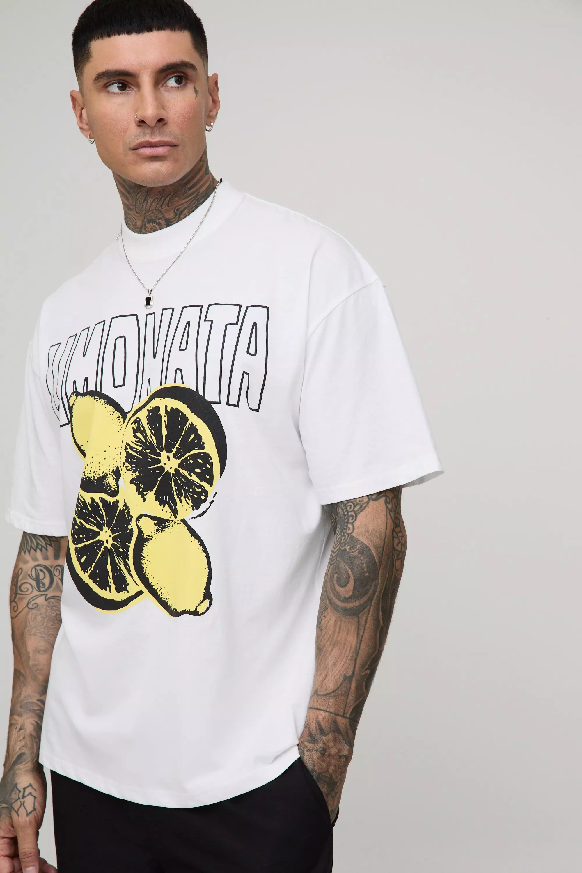 Tall Oversize T-Shirt mit Zitronen-Print, White alternatives Bild