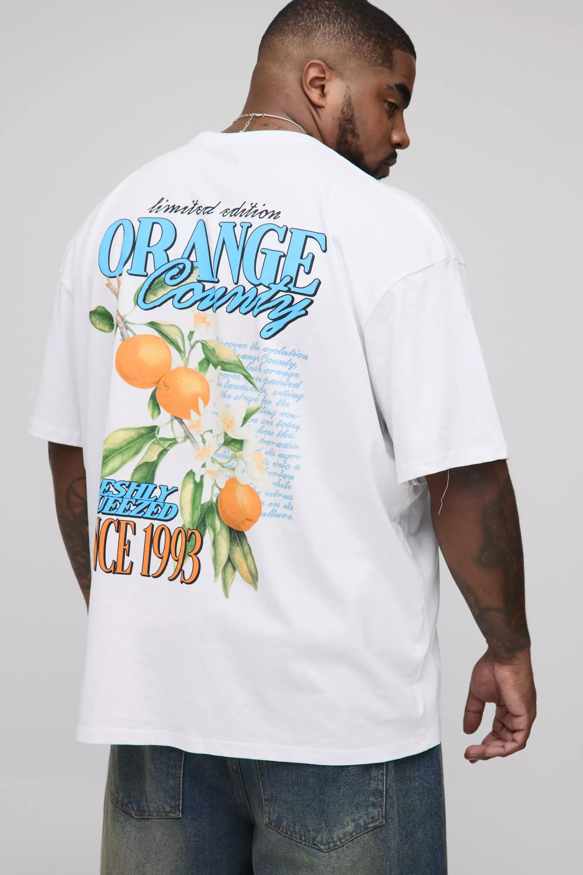 White Plus Oversized Sinaasappel T-Shirt alternatieve afbeelding