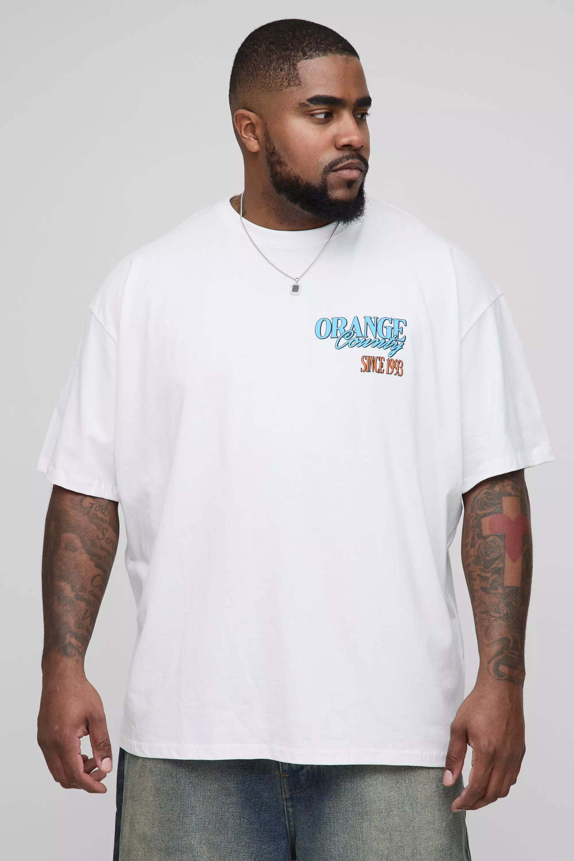 White Plus Oversized Sinaasappel T-Shirt alternatieve afbeelding