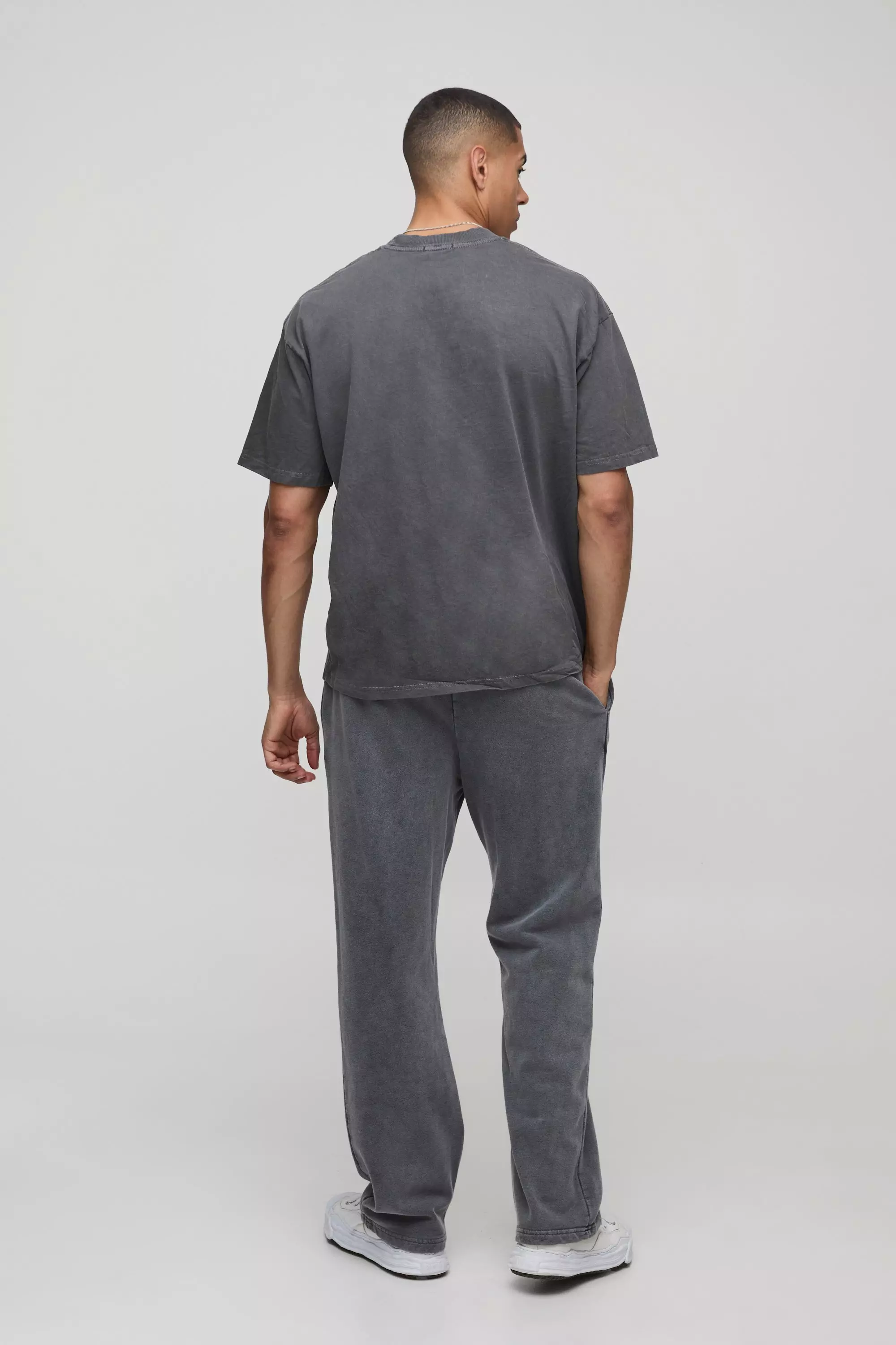 Charcoal Oversized Extended Neck Washed Cherry Lips Graphic T-Shirt | boohooMAN USA