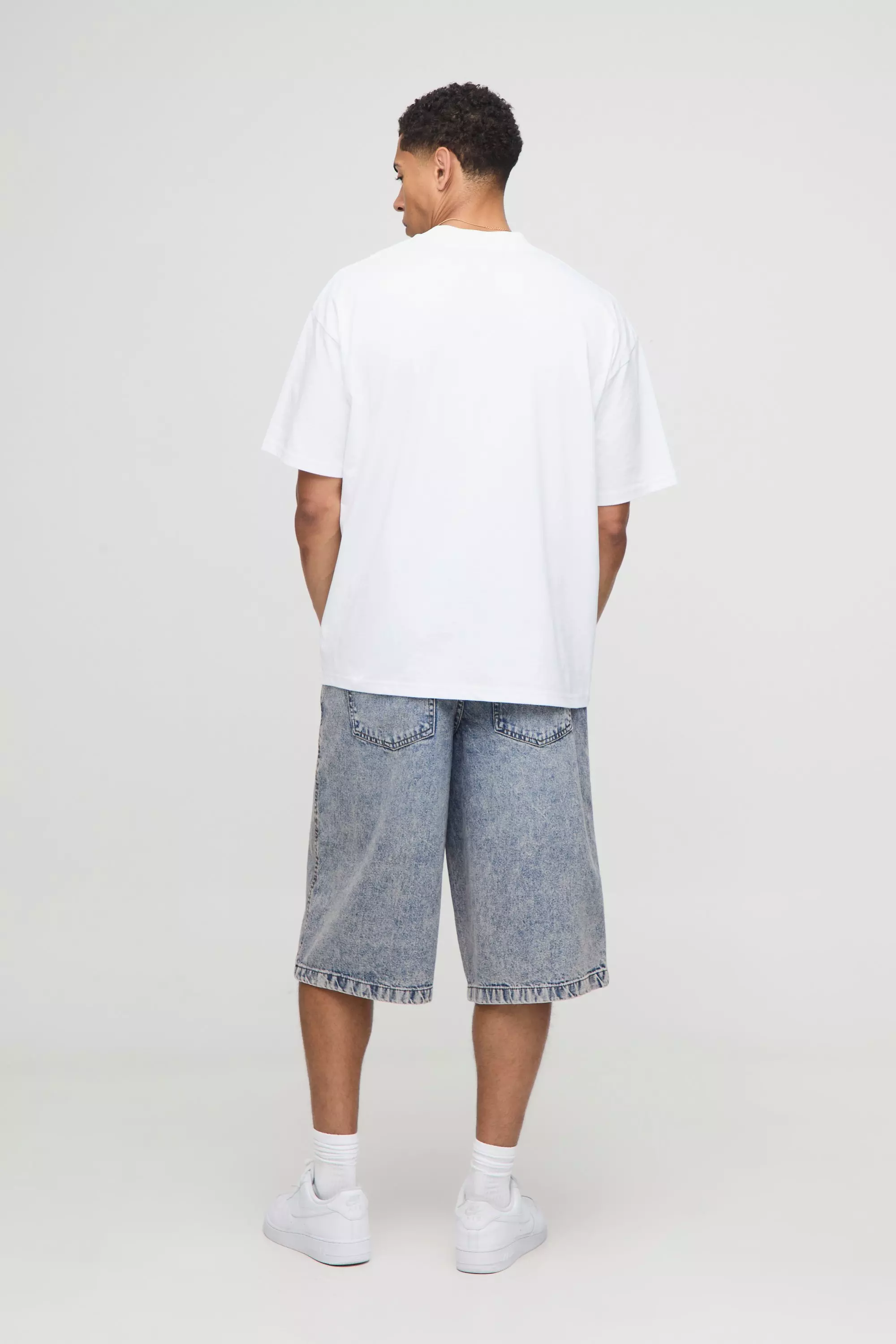 White Oversized Extended Neck Official Moto T-Shirt | boohooMAN USA