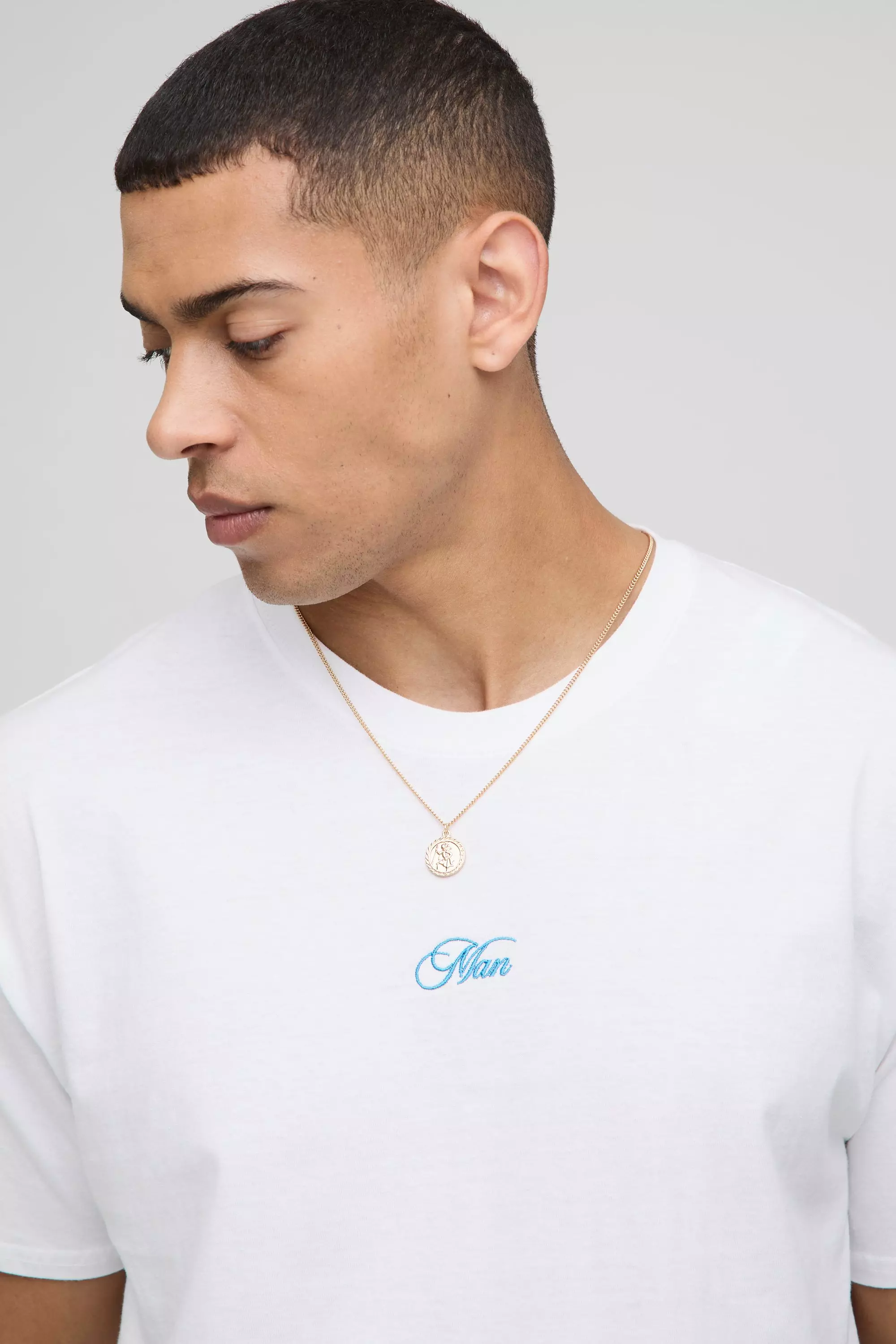 White Oversized Embroidered MAN T-Shirt alternative image