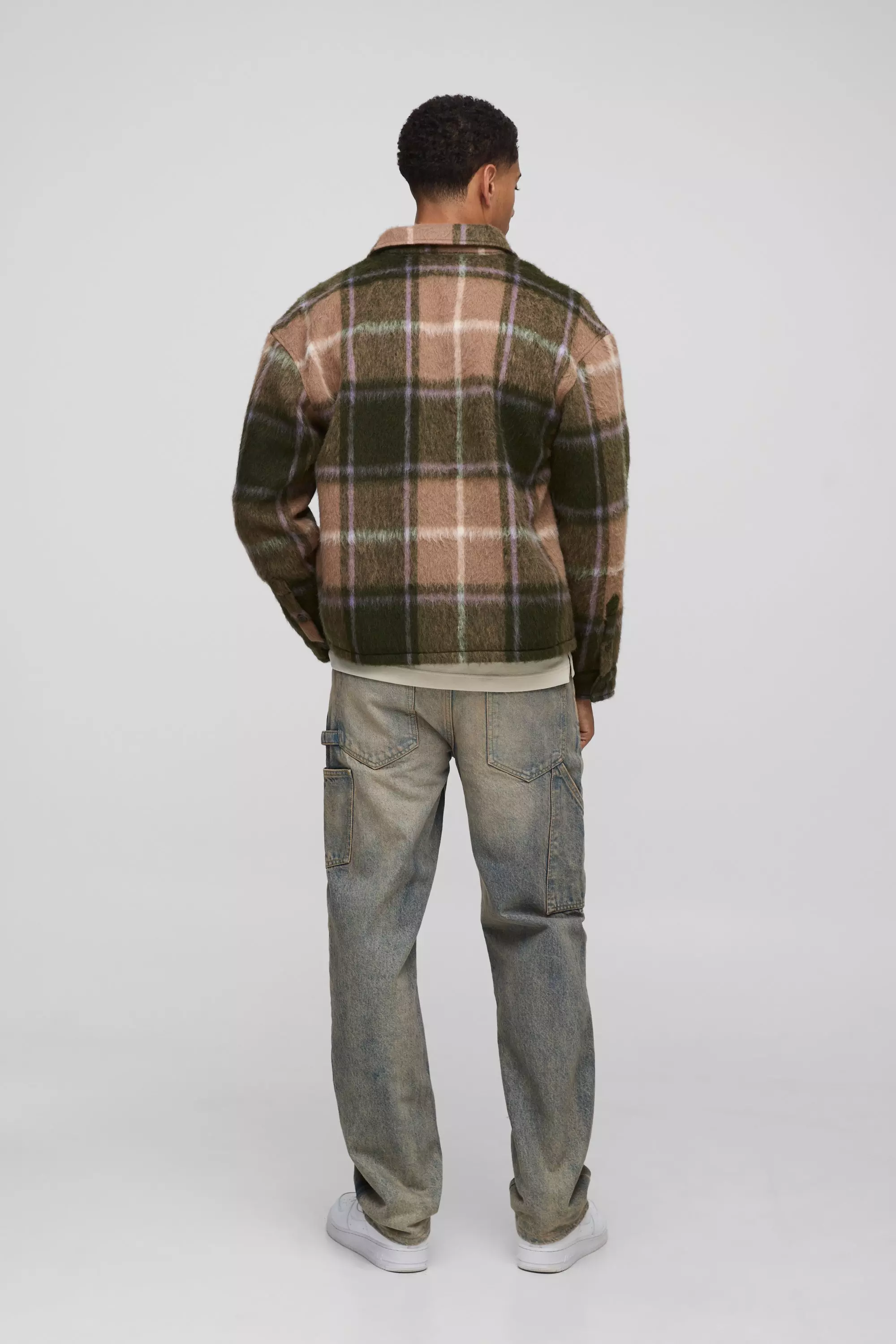 Oversized Brushed Flannel Shirt Jacket | boohooMAN USA