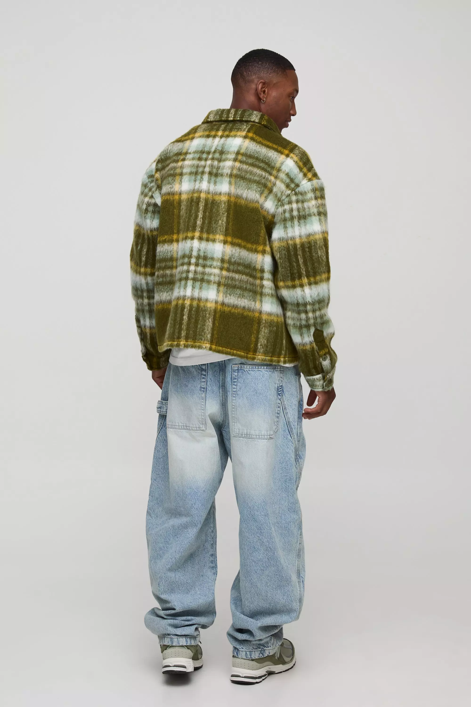 Oversized Brushed Flannel Shirt Jacket | boohooMAN USA
