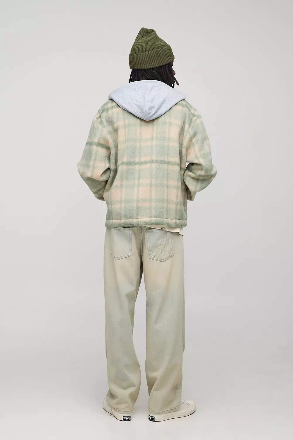 Oversized Hooded Heavyweight Brushed Check Overshirt | boohooMAN USA