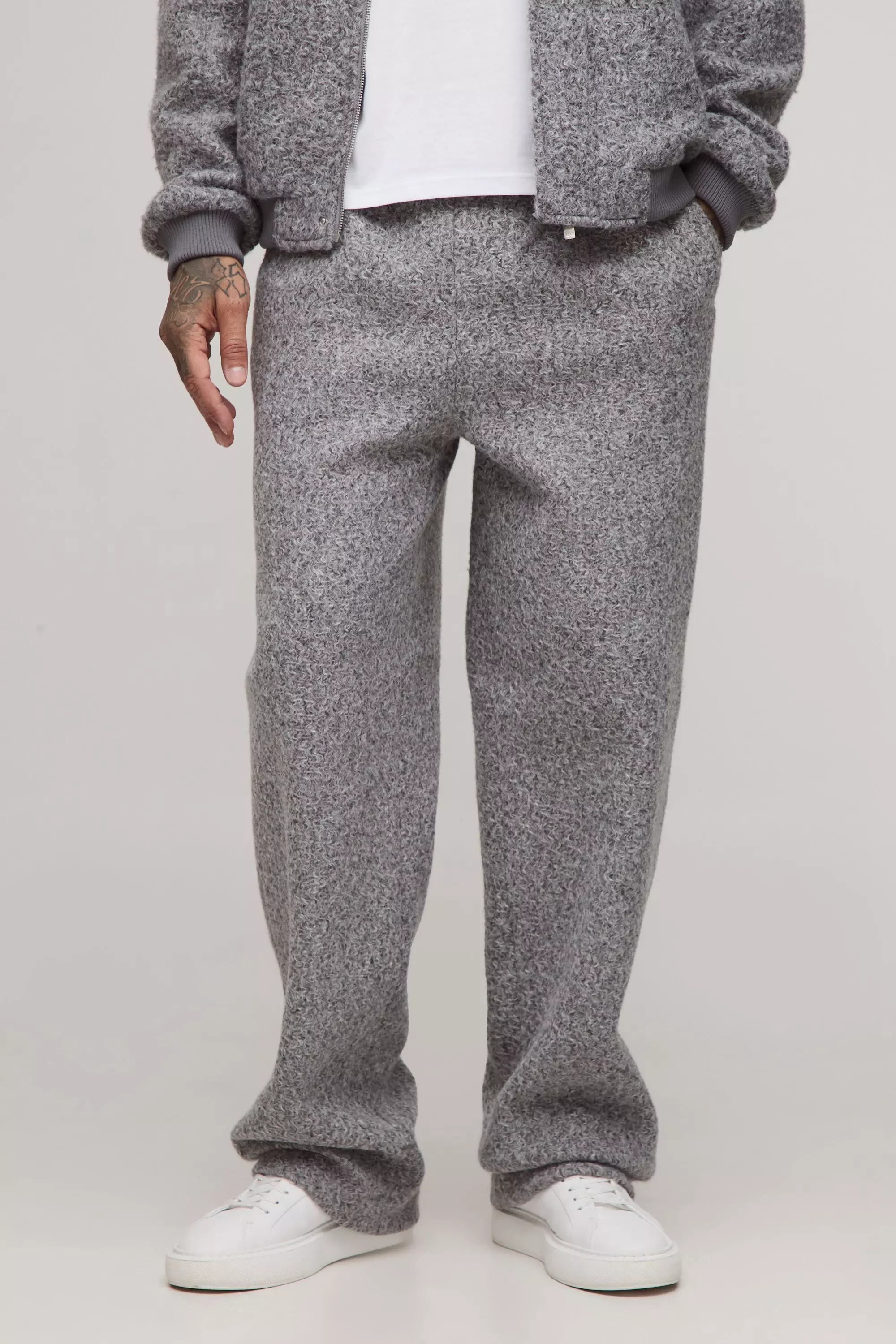 Tall Wool Look Relaxed Fit Pintuck Trousers | boohooMAN USA