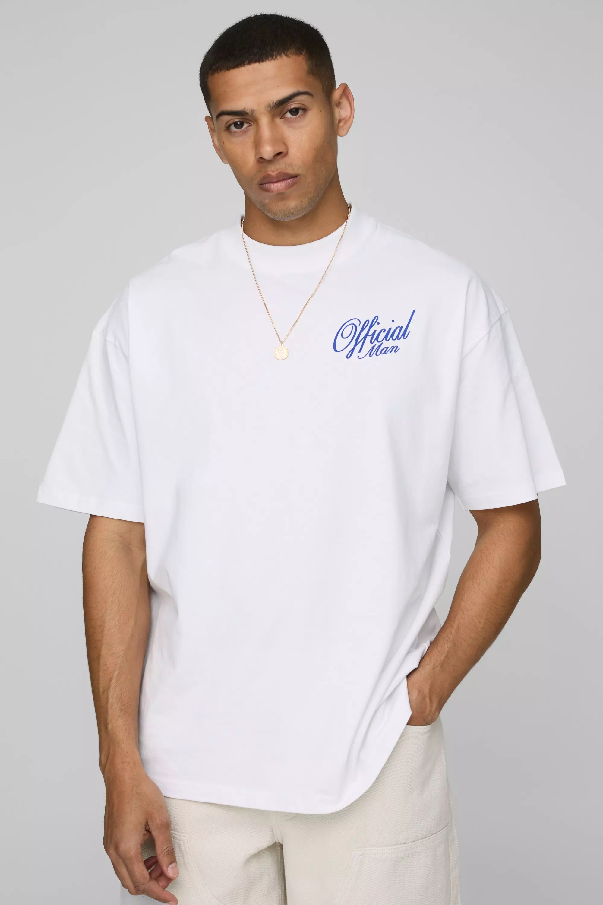 White Oversized Extended Neck Amalfi Coast Map T-Shirt alternative image