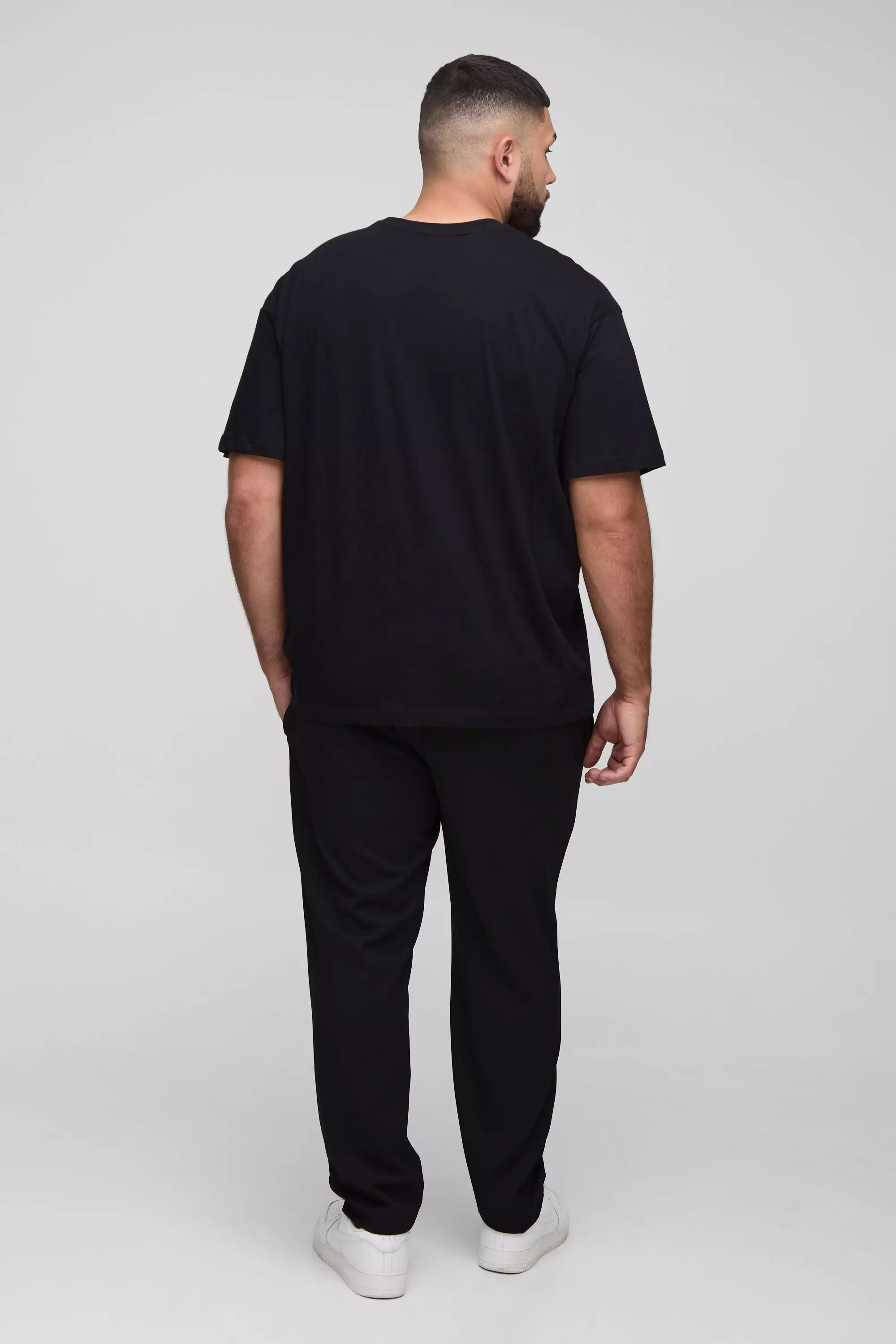 Plus Elasticated Waist Tapered Smart Woven Sweatpants | boohooMAN USA