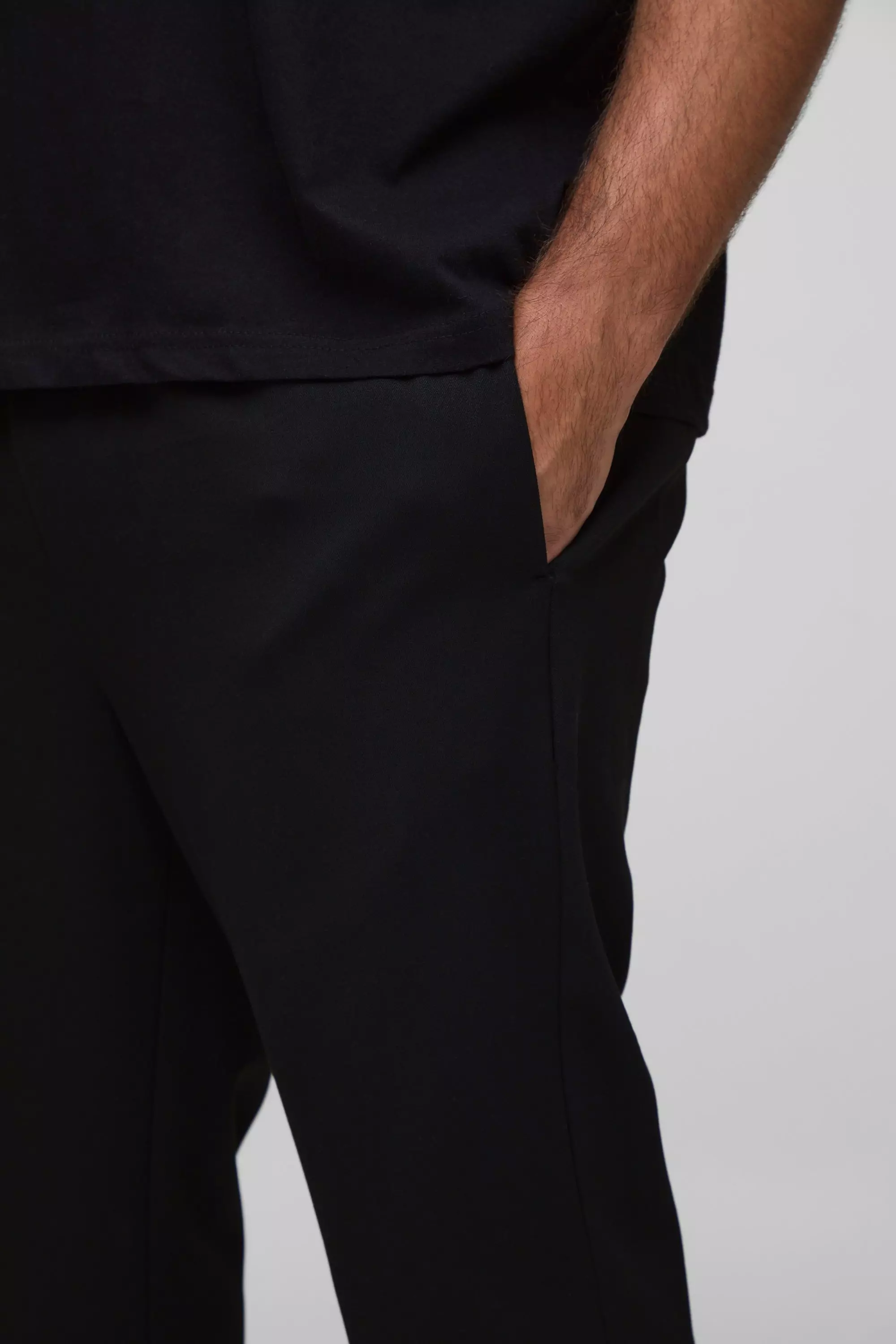 Plus Elasticated Waist Tapered Smart Woven Sweatpants | boohooMAN USA