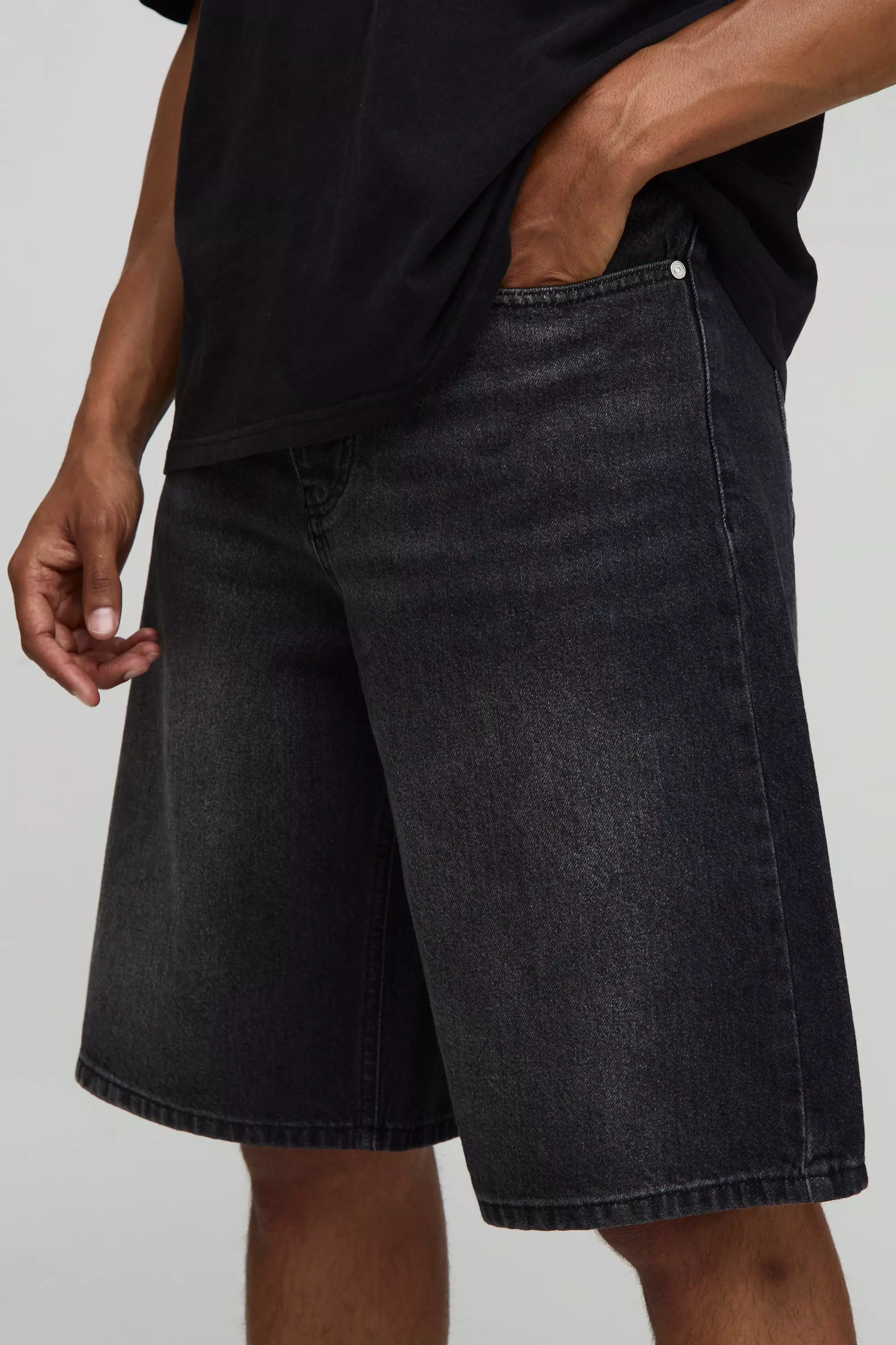 Baggy Fit Washed Denim Shorts | boohooMAN USA