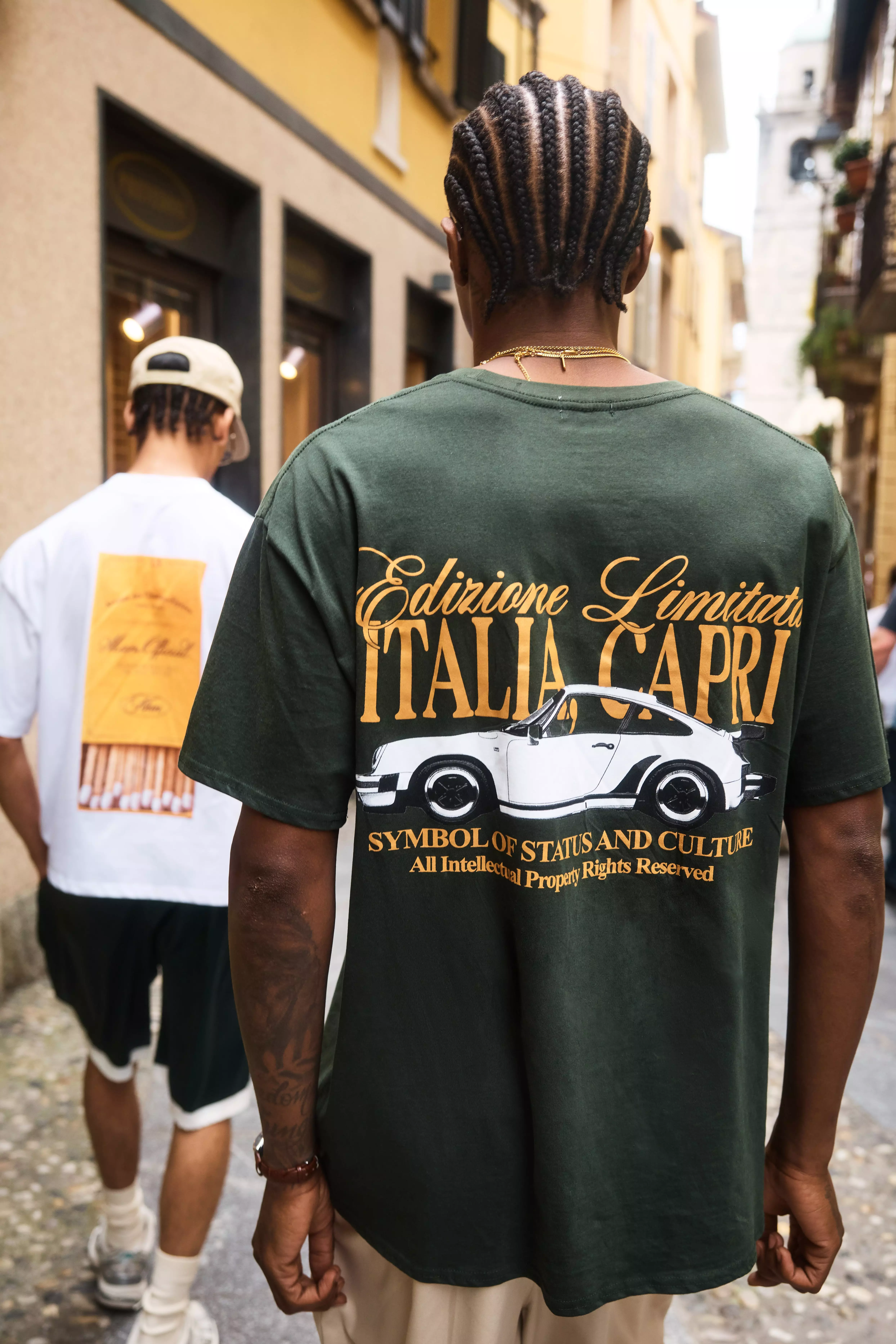 Oversized Capri Moto Print T-Shirt Forest