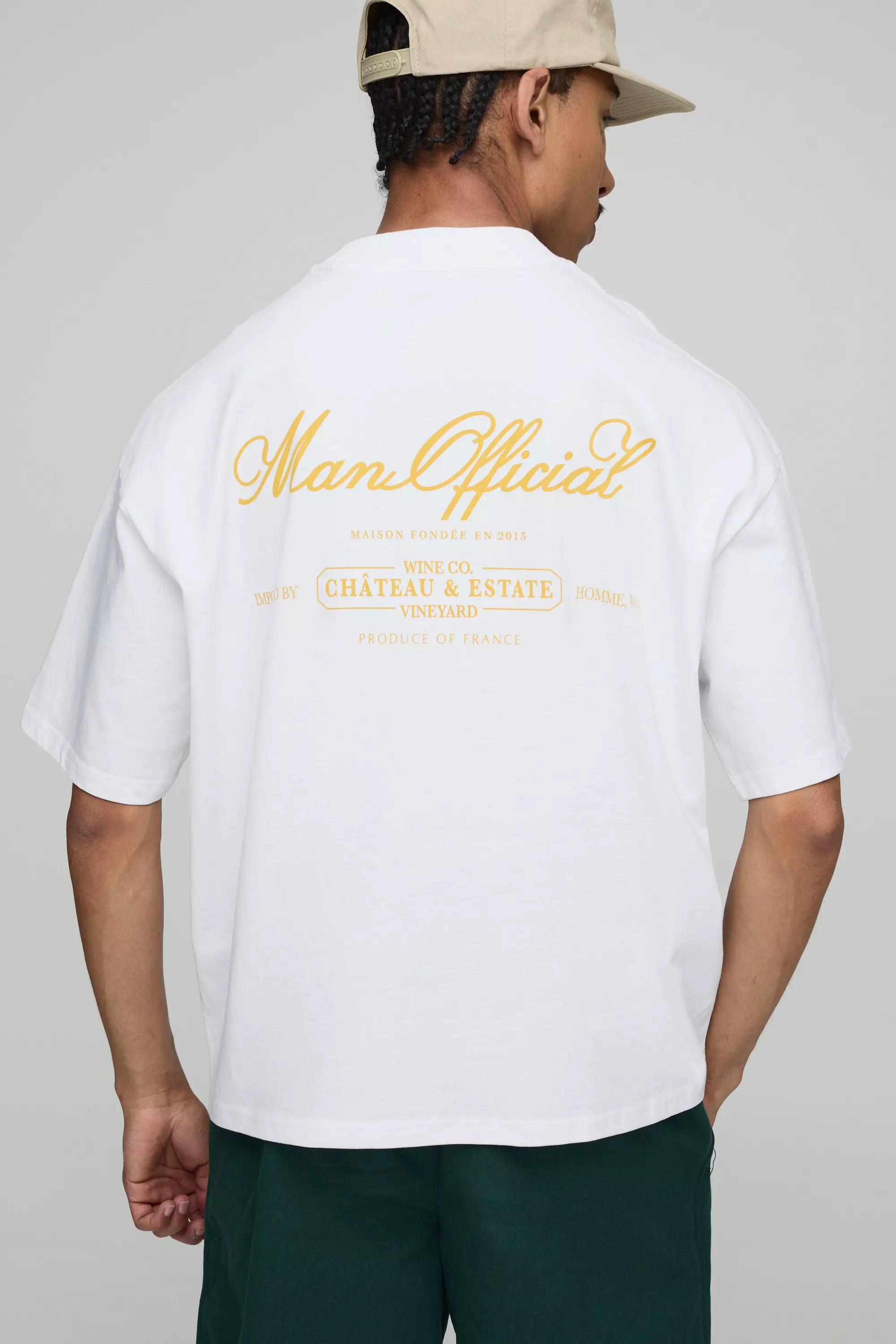 White Oversized Boxy Extended Neck Man Official T-Shirt White
