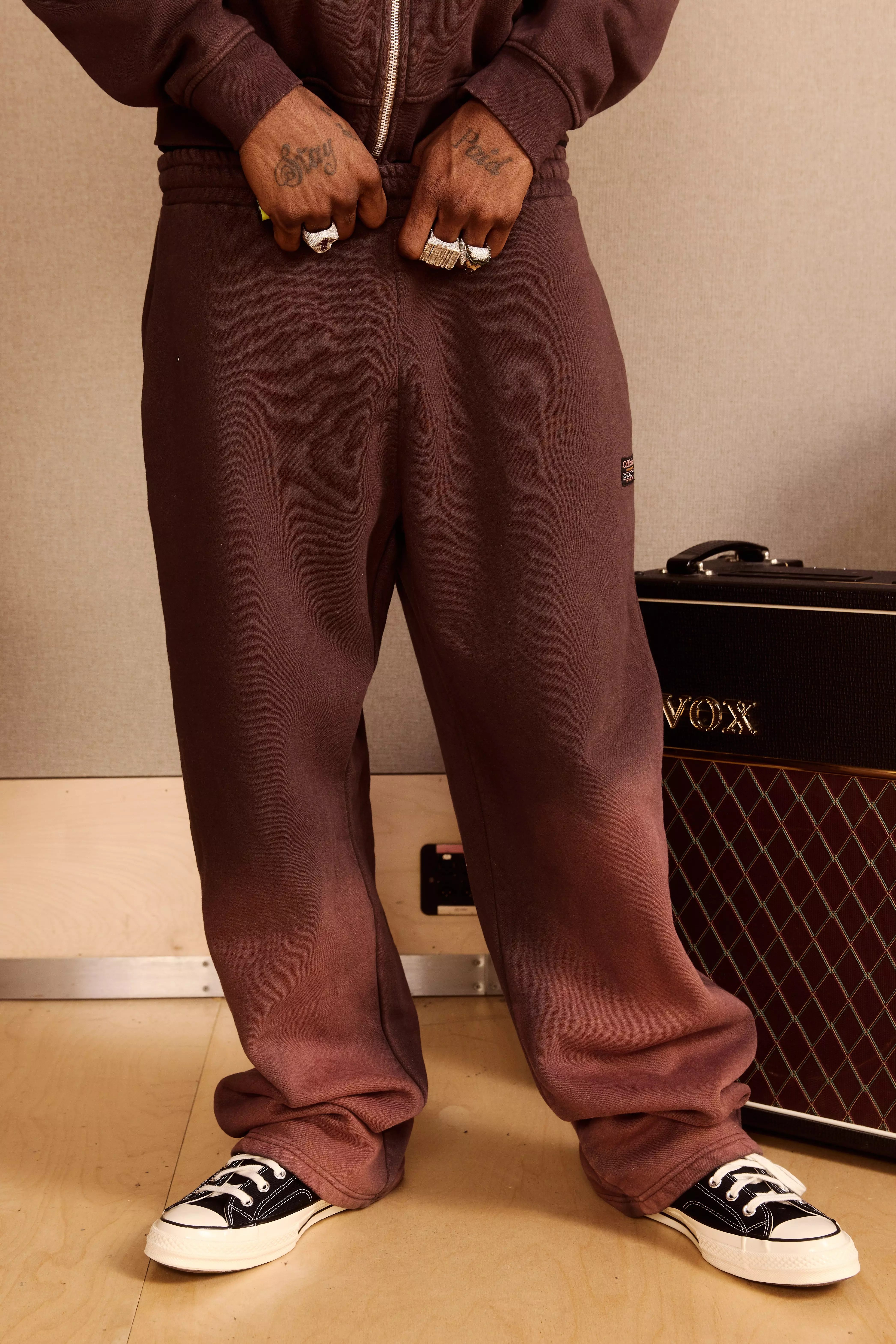 Stone Embroidered Spray Wash Straight Leg Jogger | boohooMAN USA
