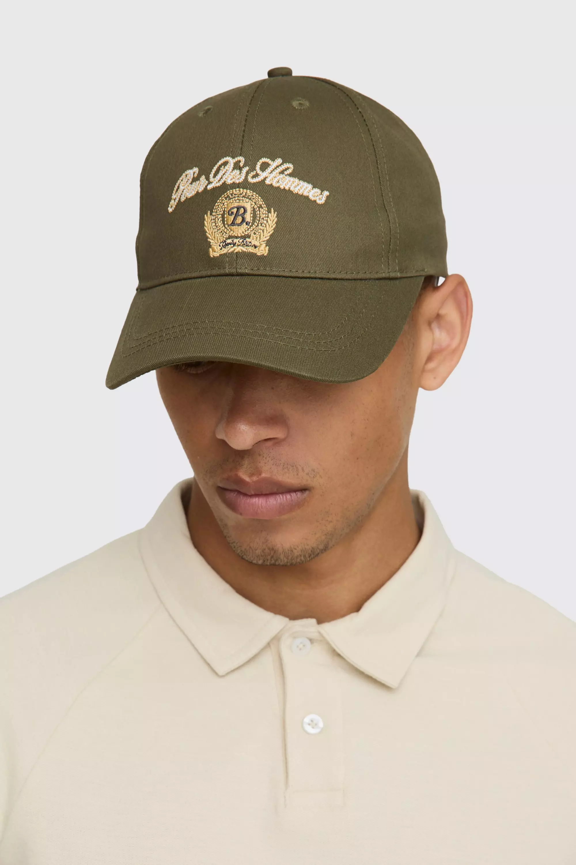 Pour Homme Embroidered Twill Cap Olive