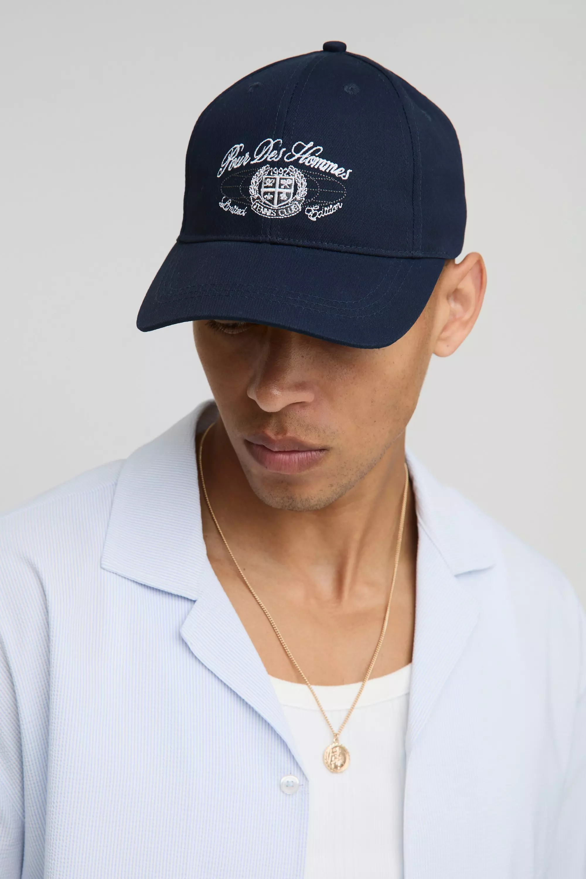 Pour Homme Embroidered Twill Cap Navy
