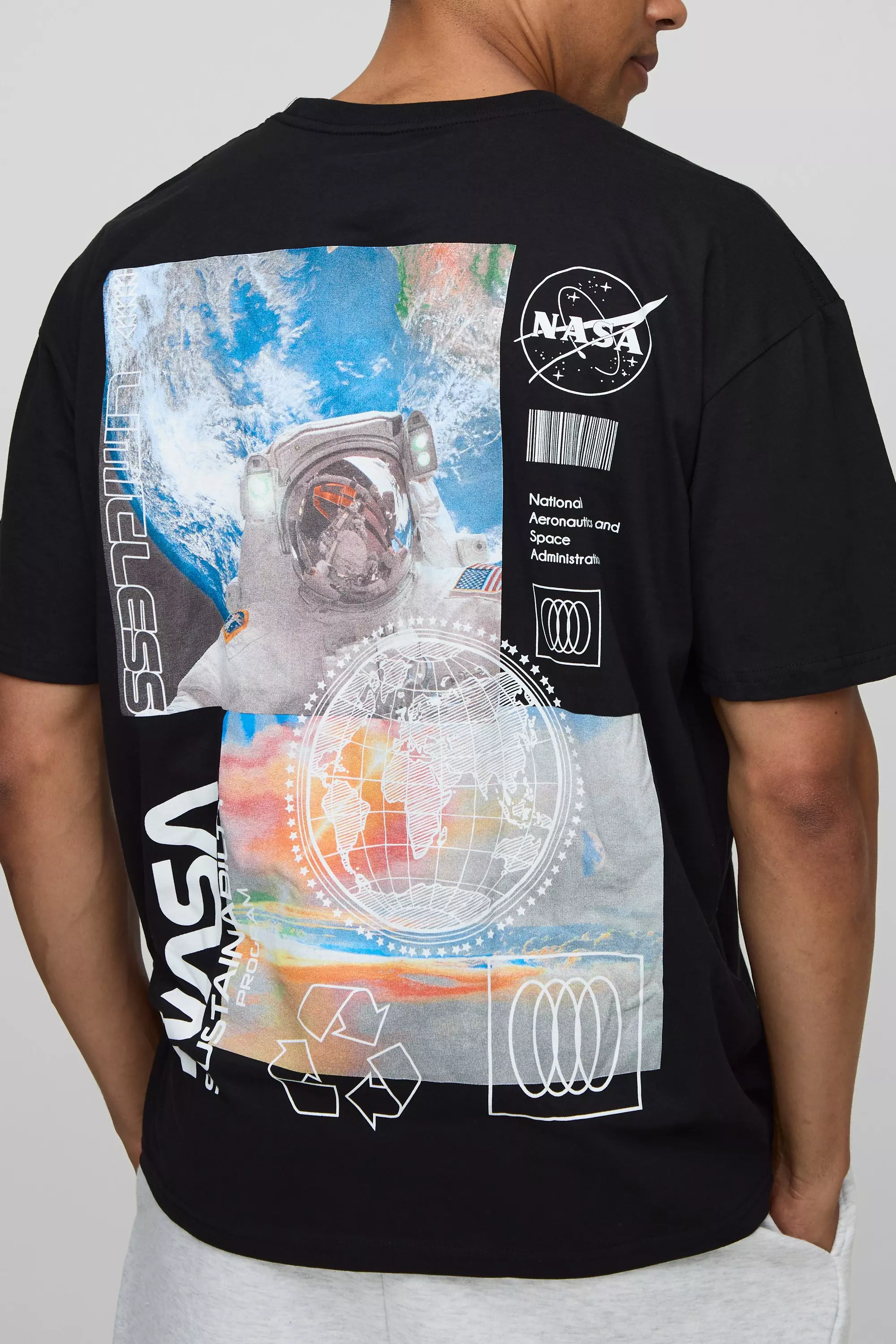 Black Oversized Nasa License T-Shirt Black