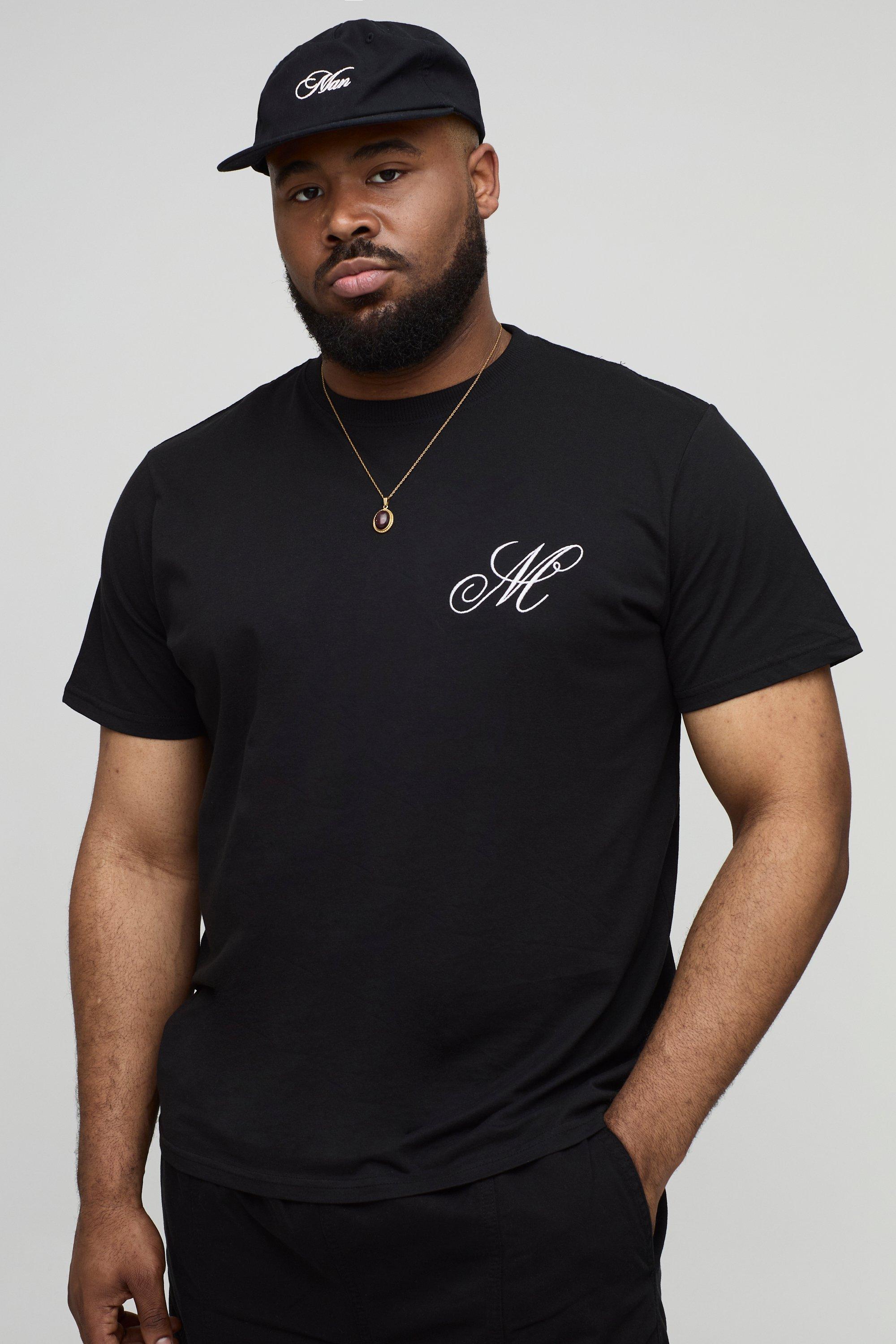 Plus Slim Embroidered M T-Shirt | boohooMAN USA