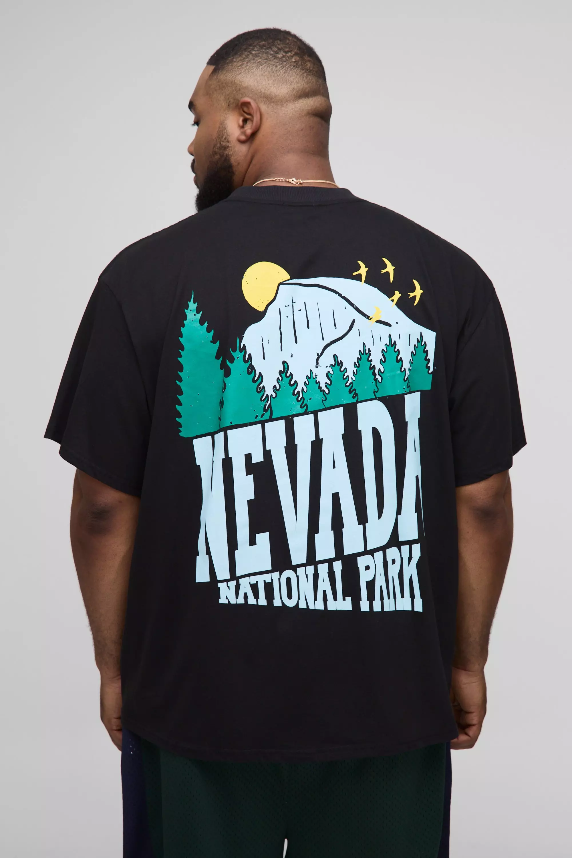 Plus Oversized National Park Print T-Shirt Black