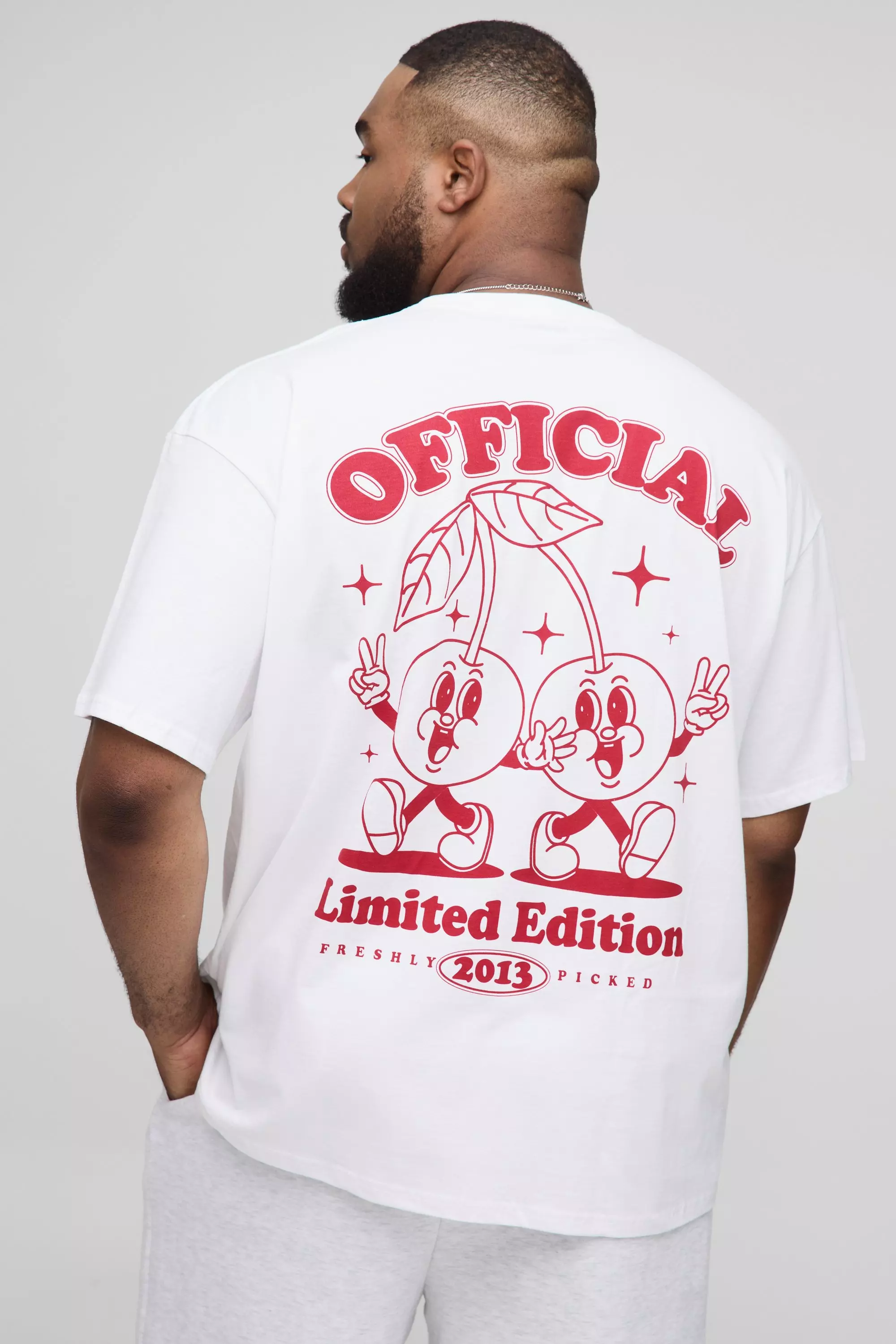 Plus Oversized Cherry Graphic T-Shirt White
