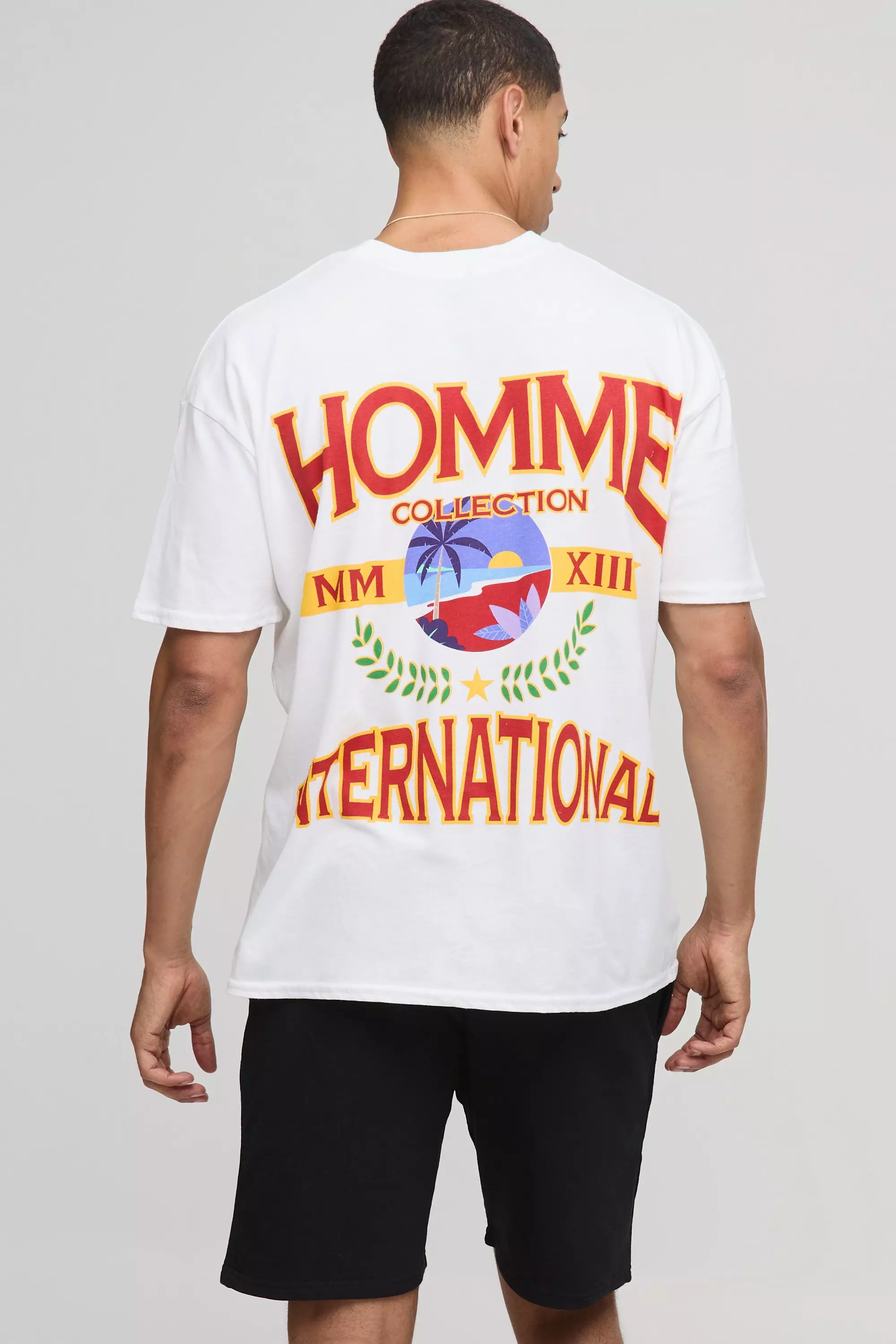 Oversized Homme Large Scale T-Shirt And Short Set White
