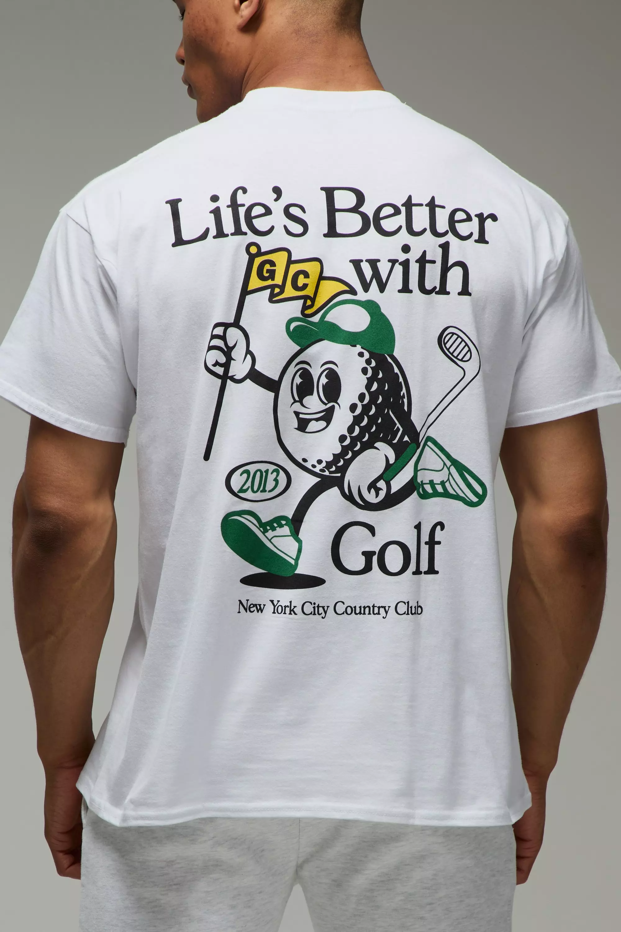 MAN Active Golf Cartoon Graphic Oversized T-Shirt White
