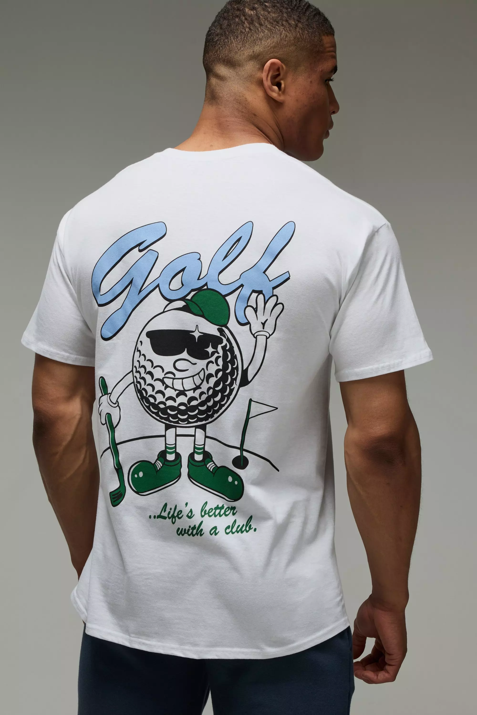 MAN Active Golf Cartoon Graphic Oversized T-Shirt White