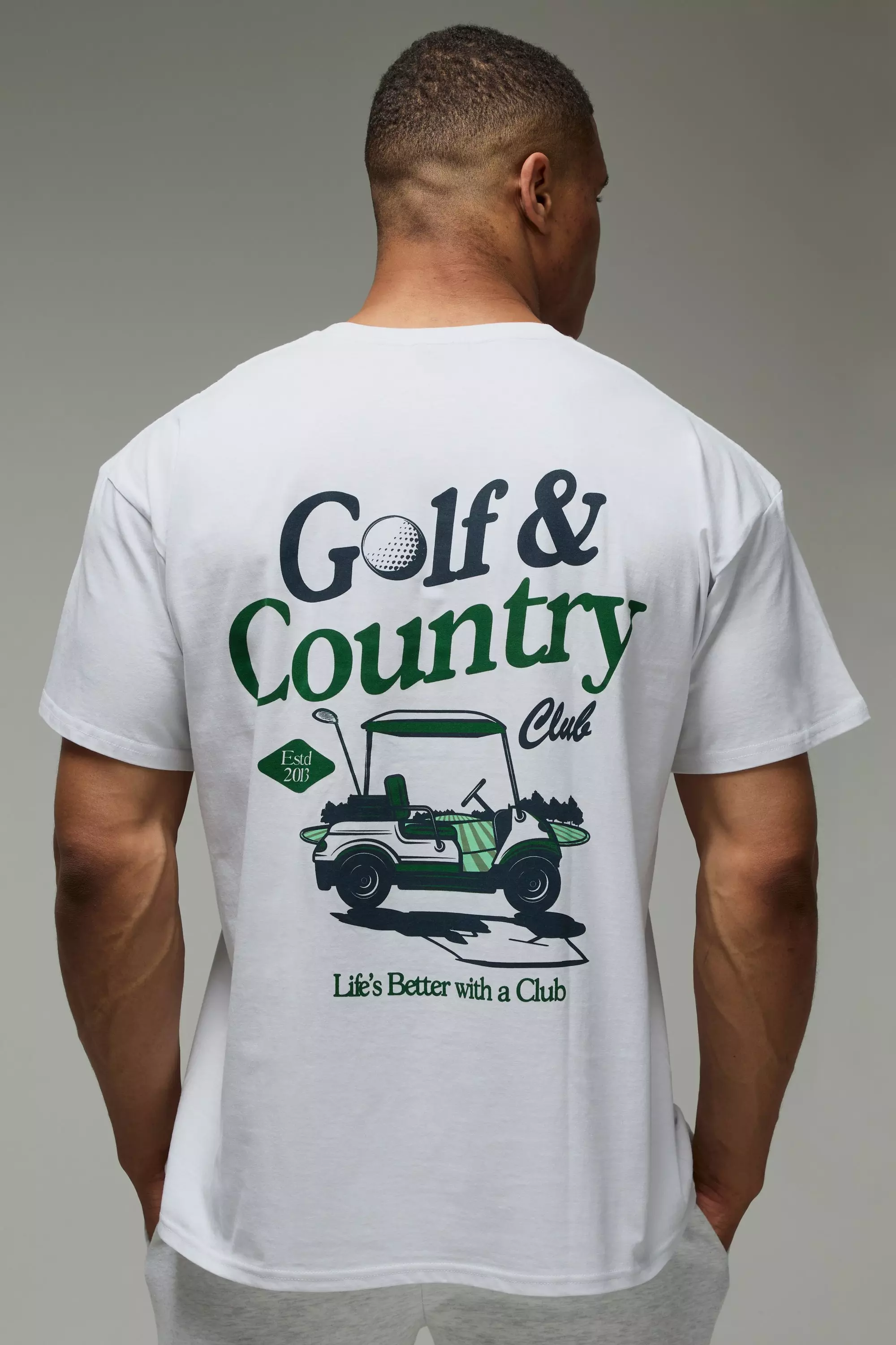 MAN Active Golf & Country Club Graphic Oversized T-Shirt White