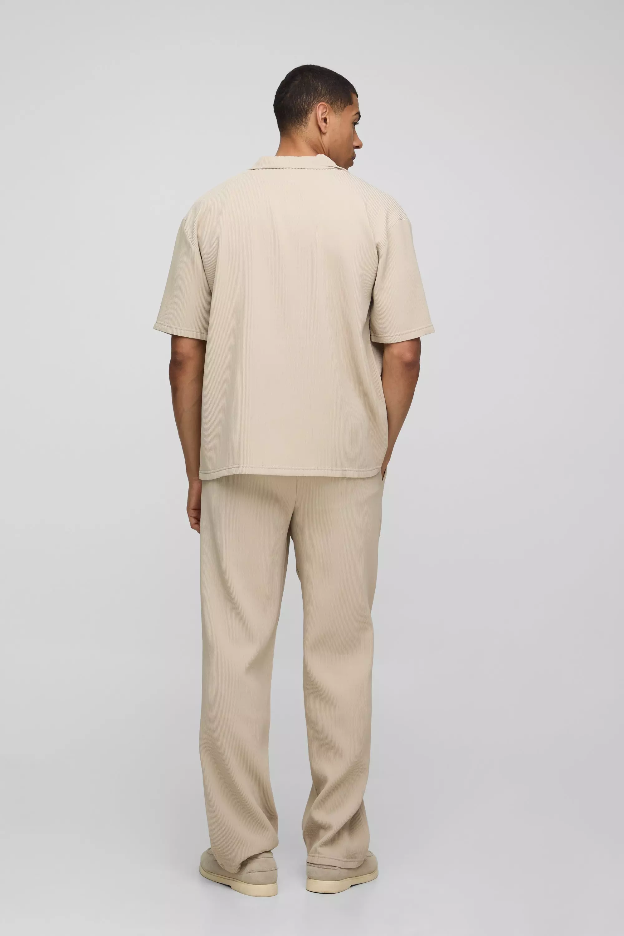 Oversized Revere Pleated Shirt & Pants Set | boohooMAN USA