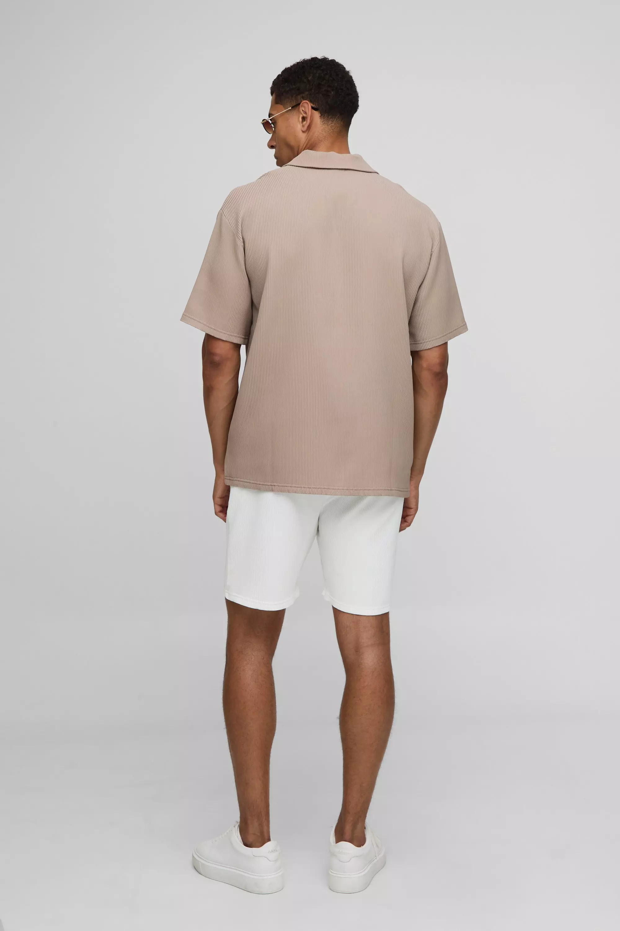 Pleated Super Oversized V Neck Shirt