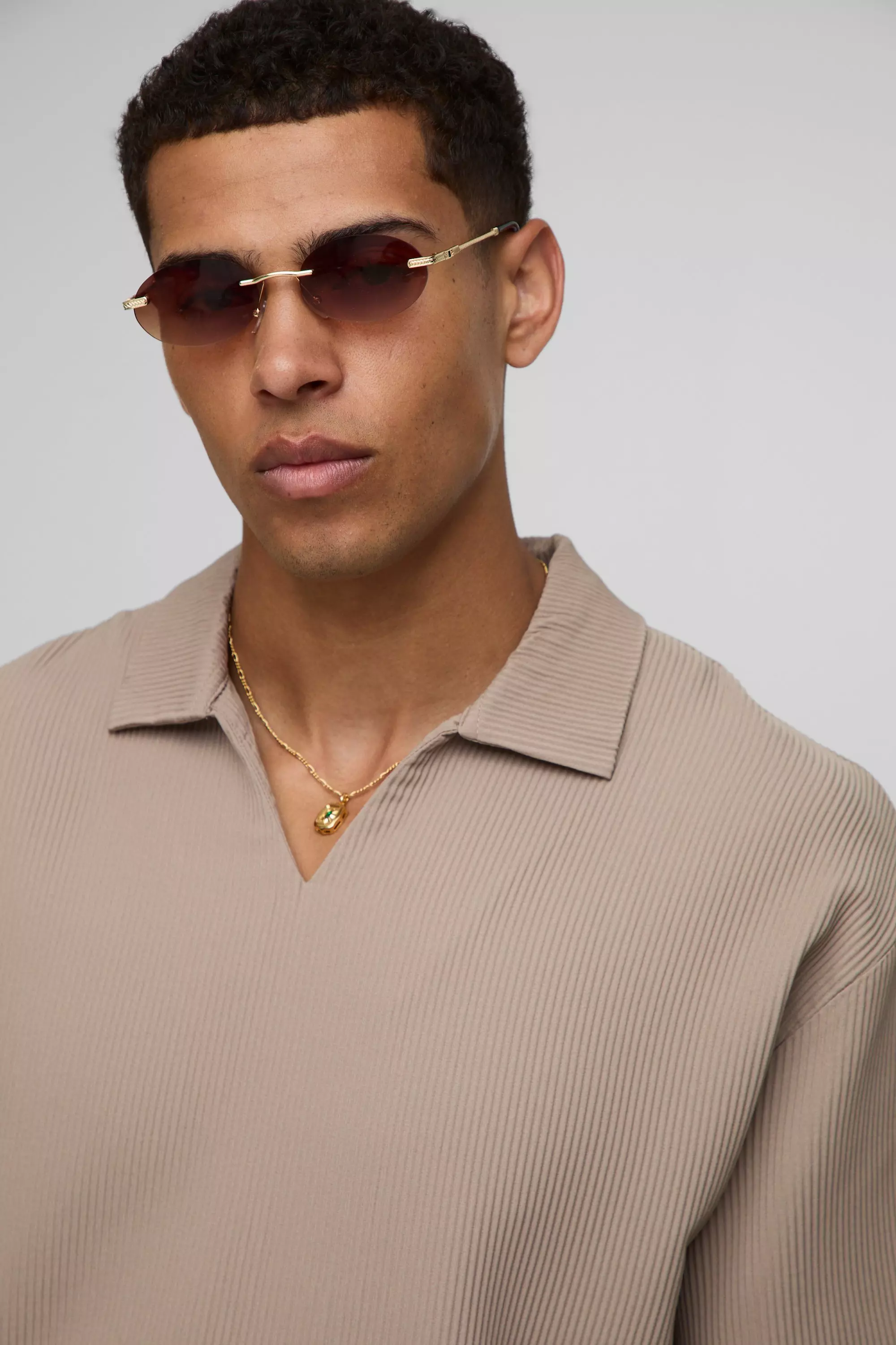 Pleated Super Oversized V Neck Shirt