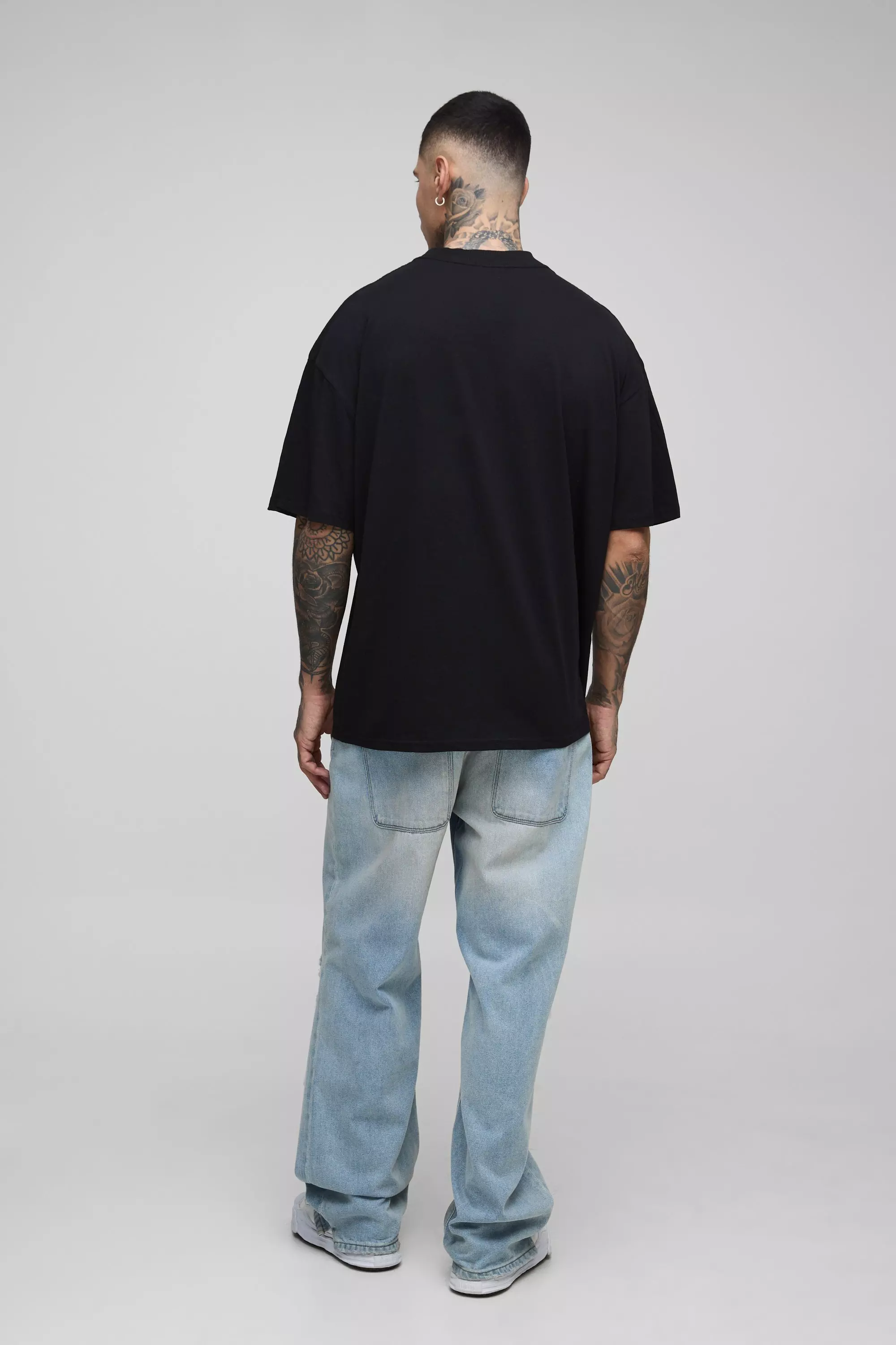 Tall Oversized Extended Neck Over The Seams Renaissance Print T-Shirt | boohooMAN USA