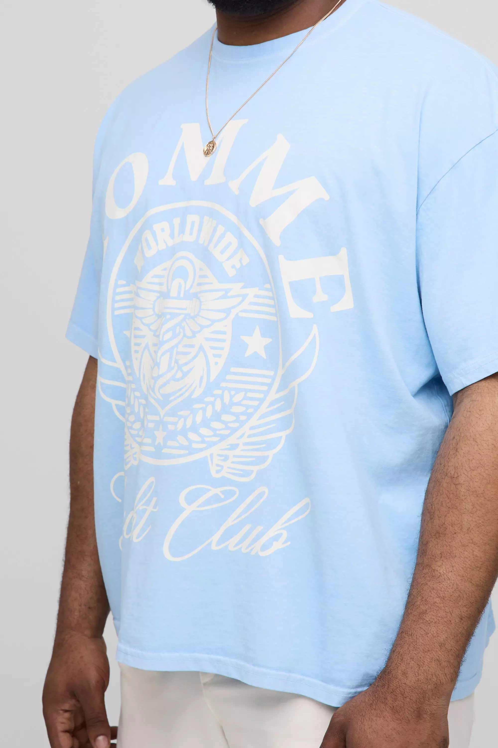 Plus Oversized Homme Varsity Print Overdye T-Shirt | boohooMAN USA