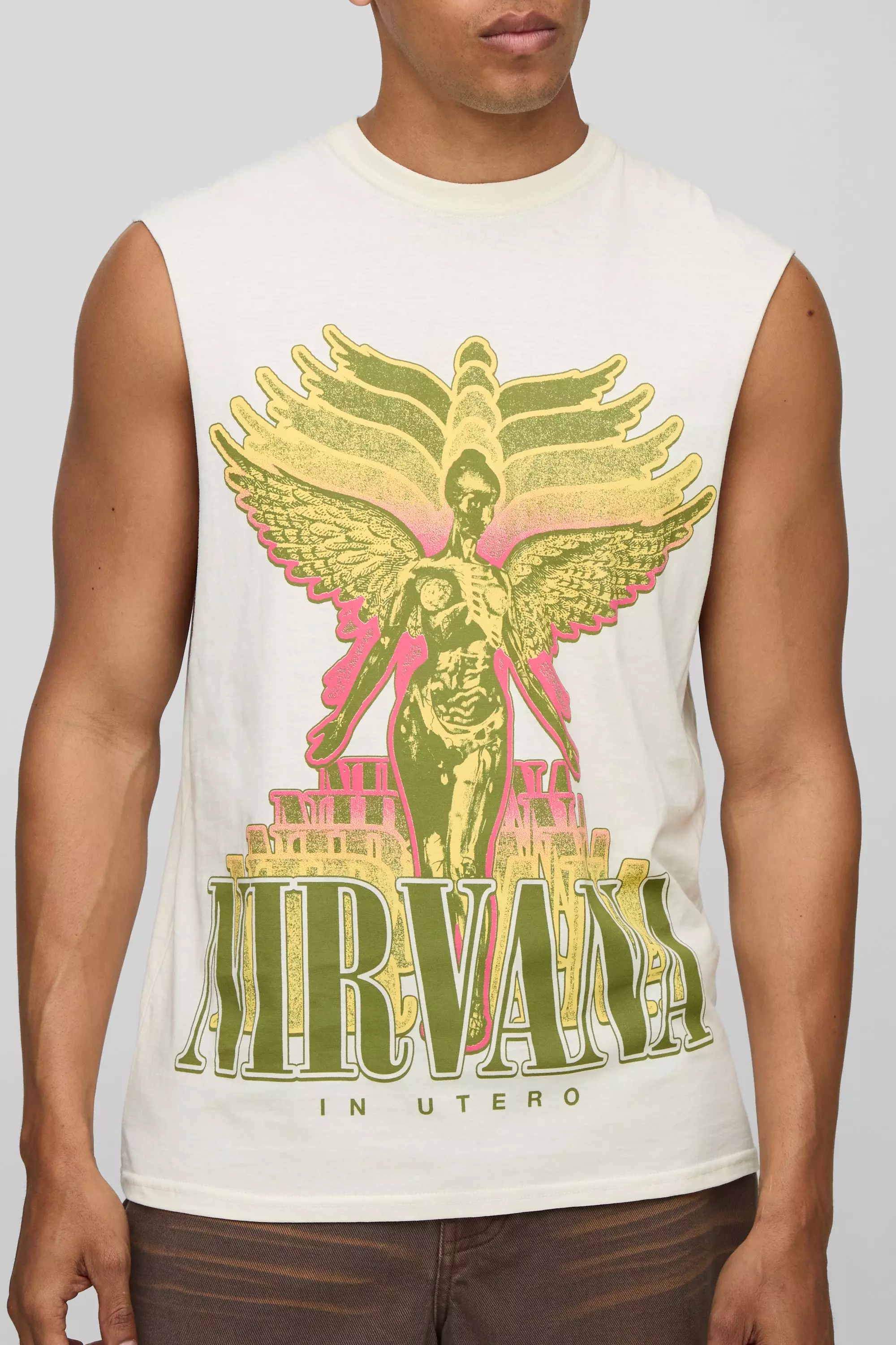 Ecru Regular Fit Nirvana License Tank Ecru