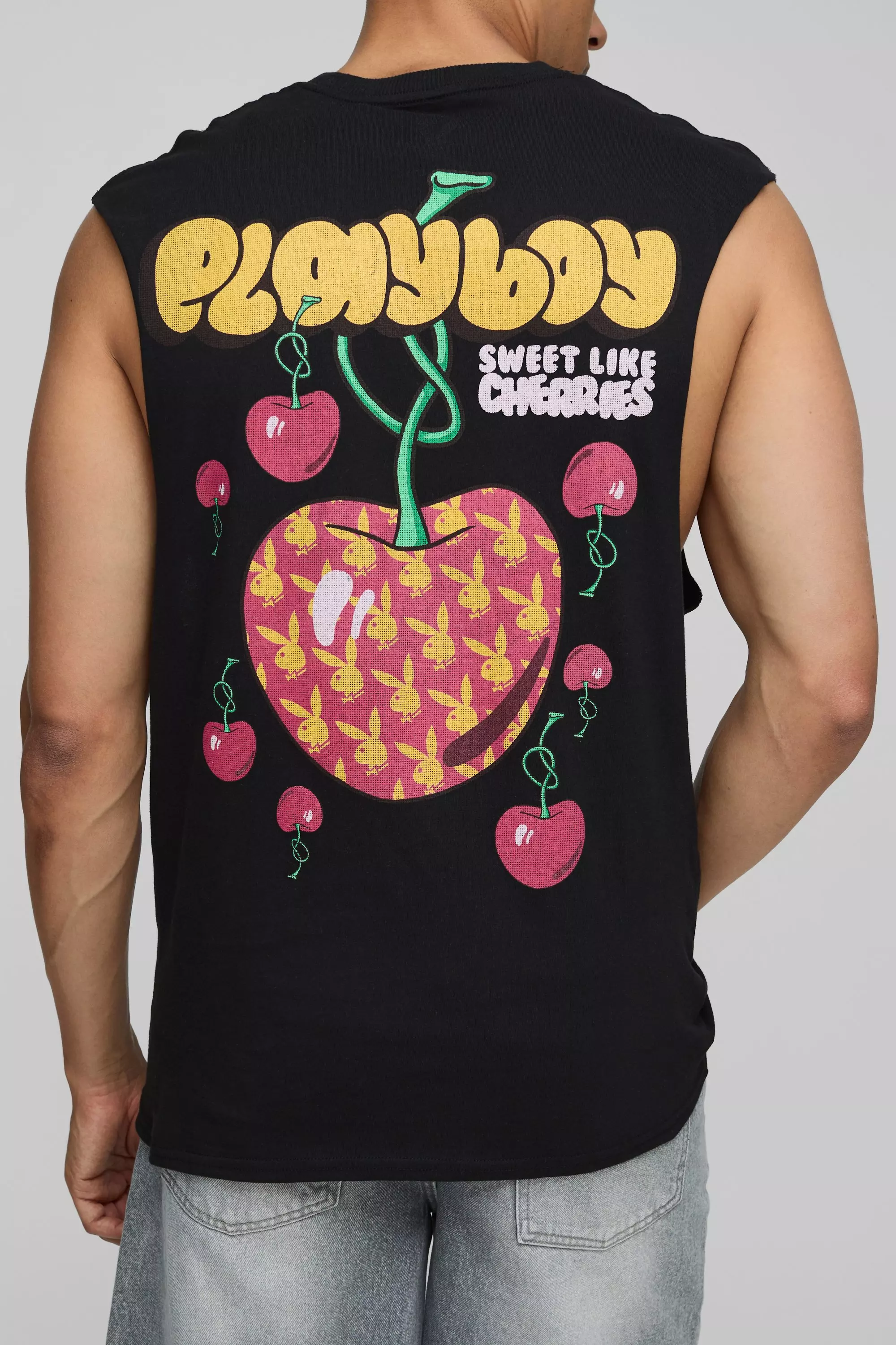 Black Black Regular Fit Playboy License Tank