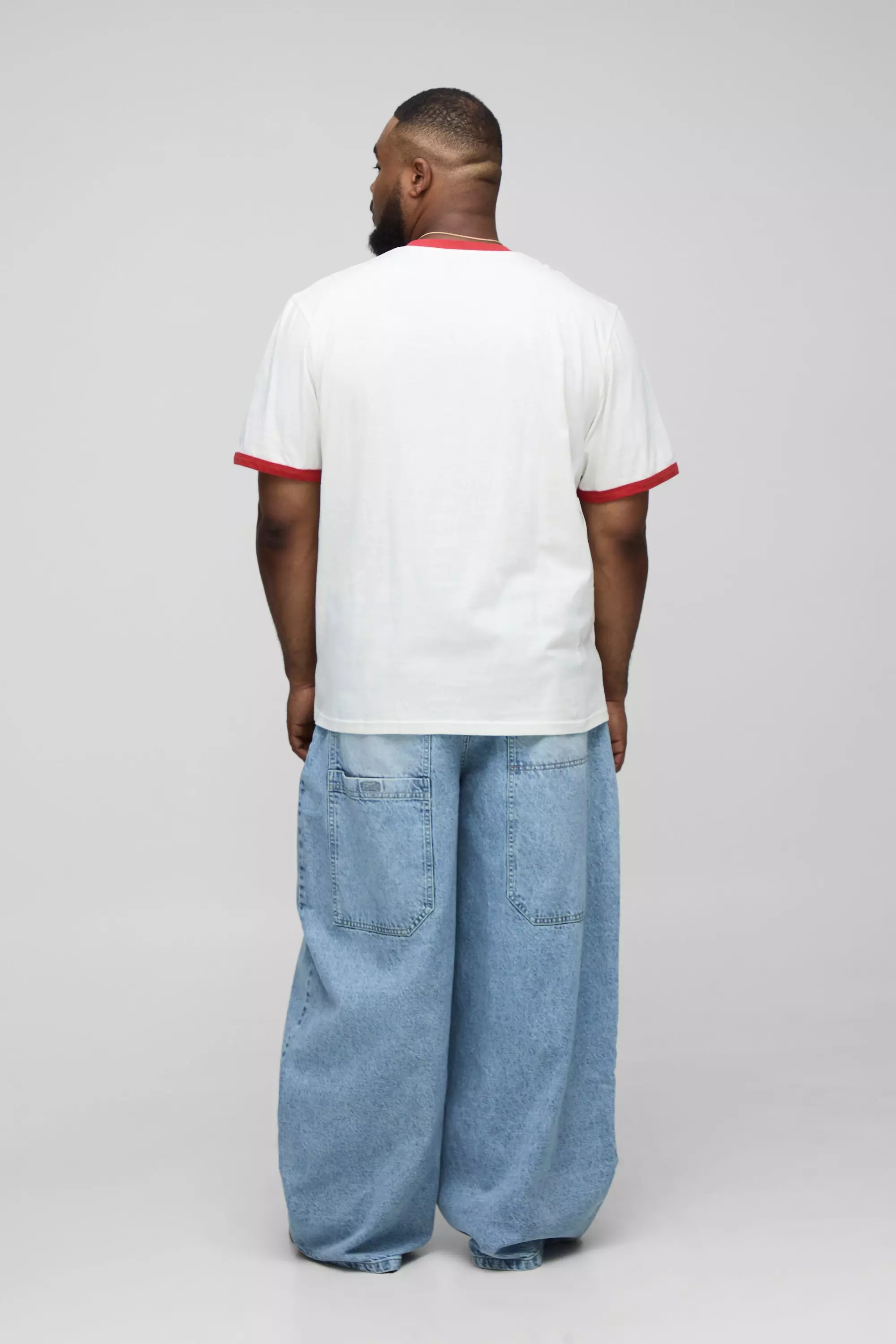 Plus Parachute Extreme Washed Woven Tab Jeans | boohooMAN USA