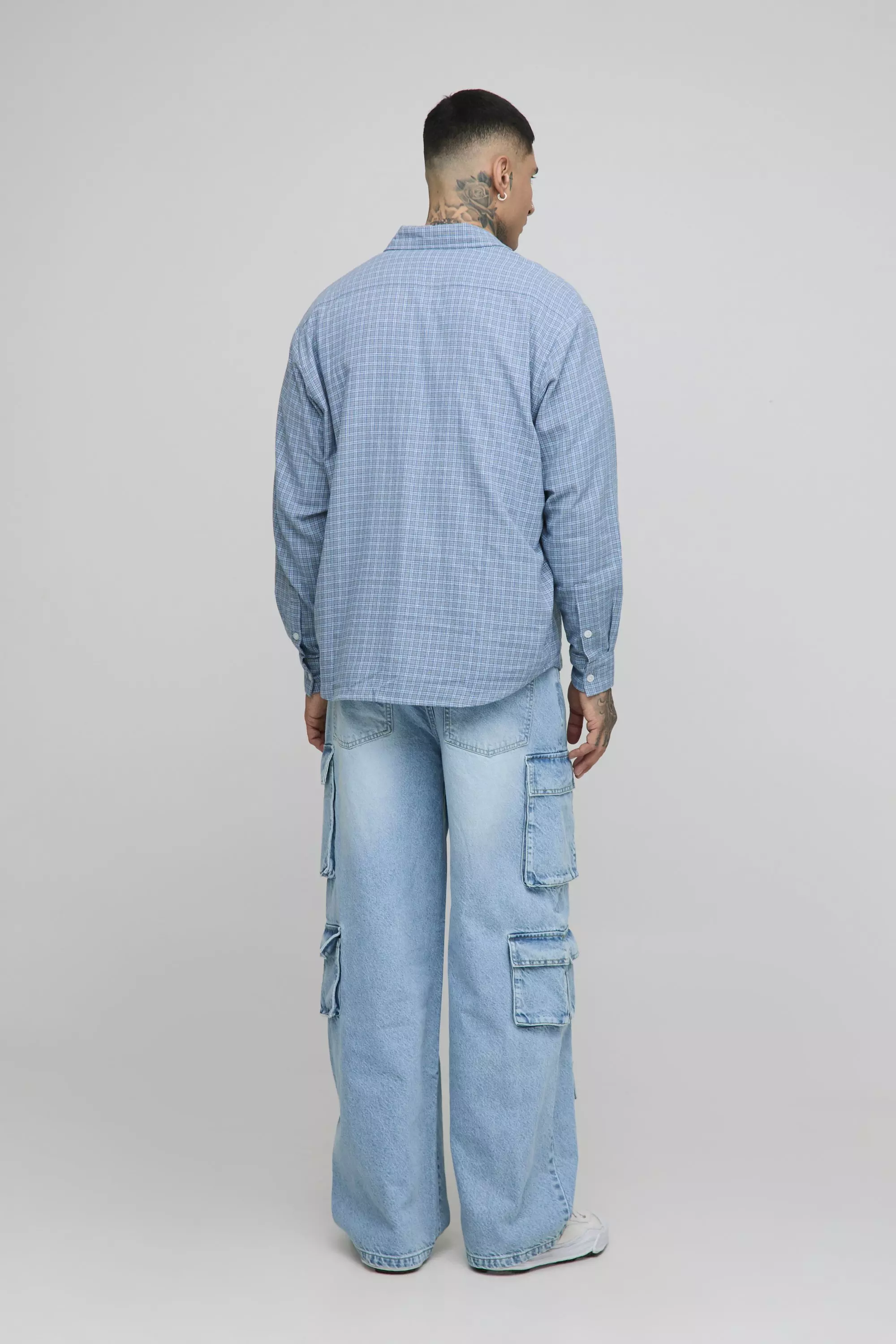 Tall Relaxed Fit Acid Wash Cargo Jeans | boohooMAN USA