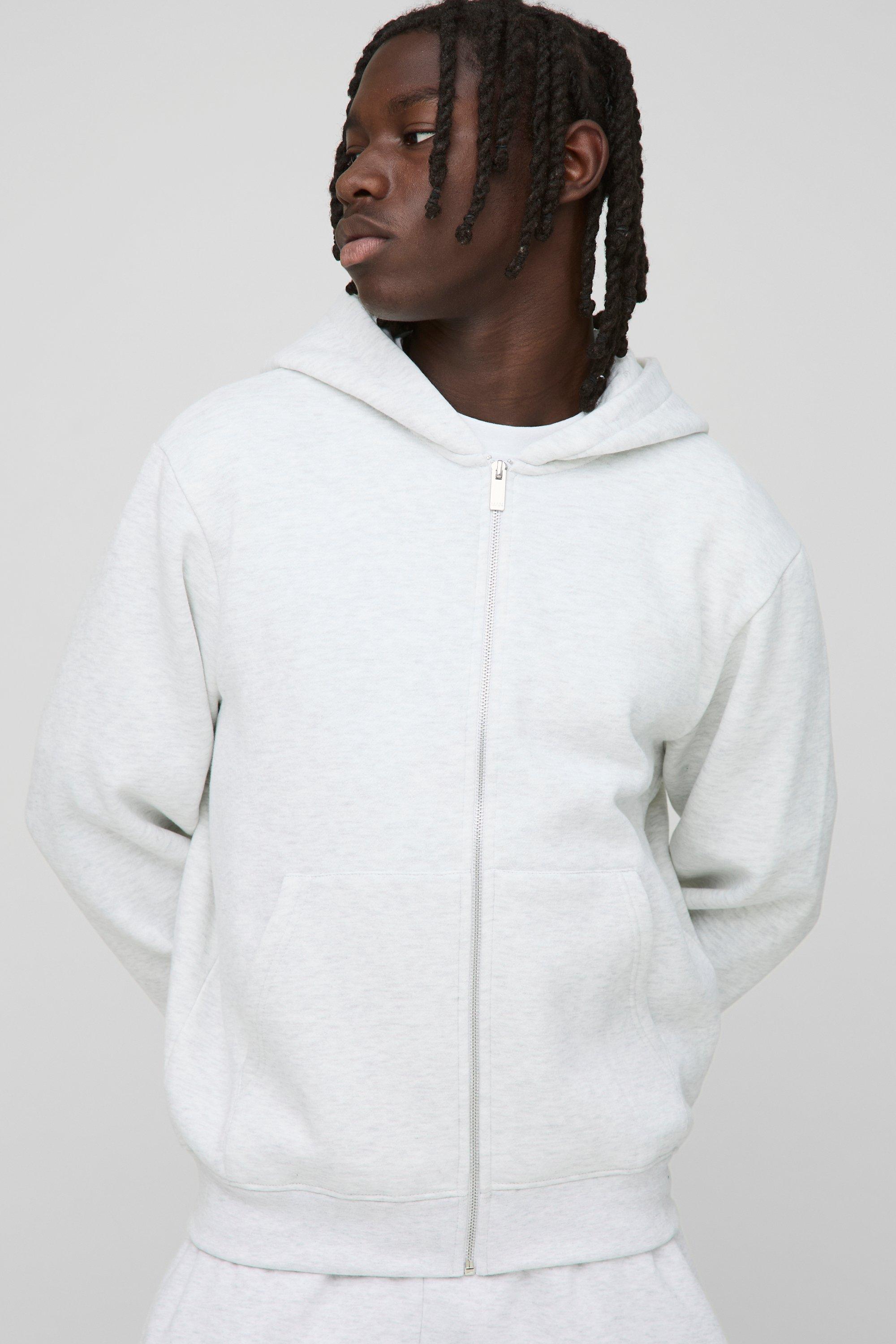 Basic Boxy Zip Through Hoodie | boohooMAN USA