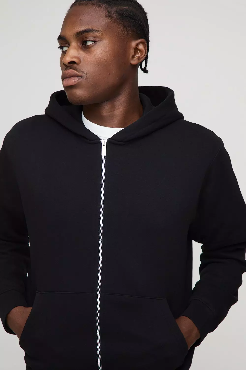 Basic Regular Zip Through Hoodie | boohooMAN USA