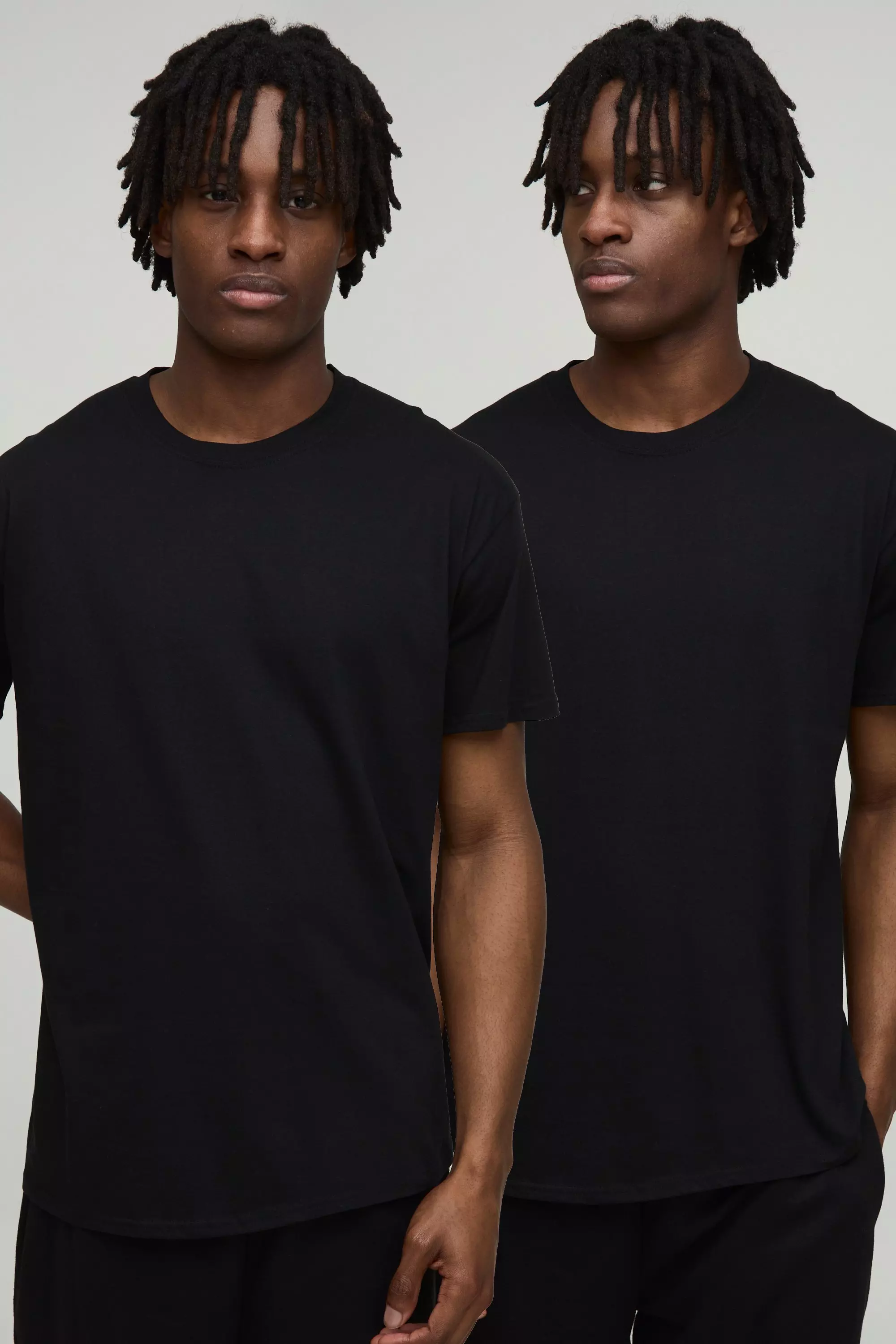 2 Pack Basic Regular Fit Crew Neck T-Shirts | boohooMAN USA
