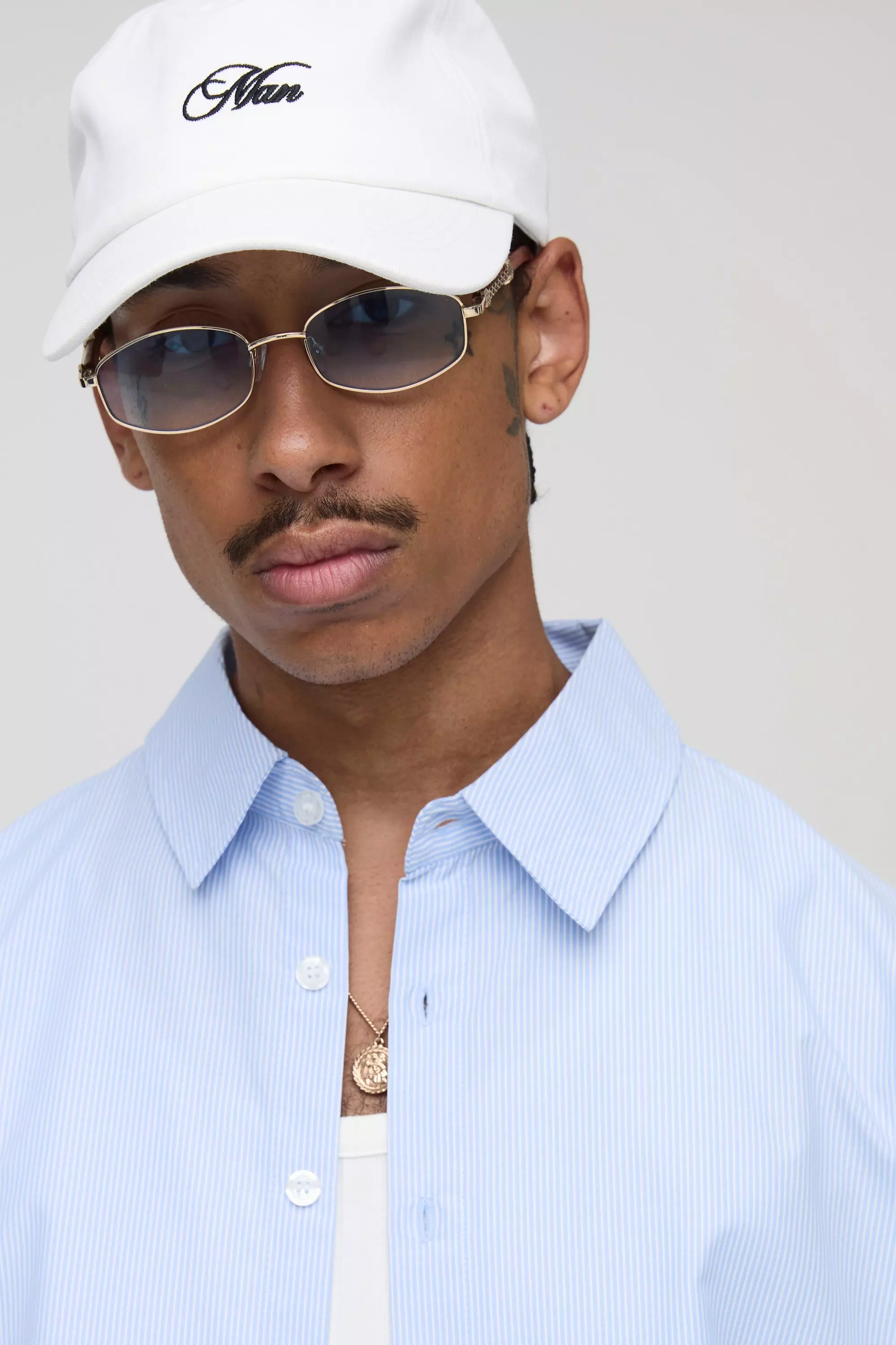 Oversized Half Sleeve Striped Collared Shirt | boohooMAN USA