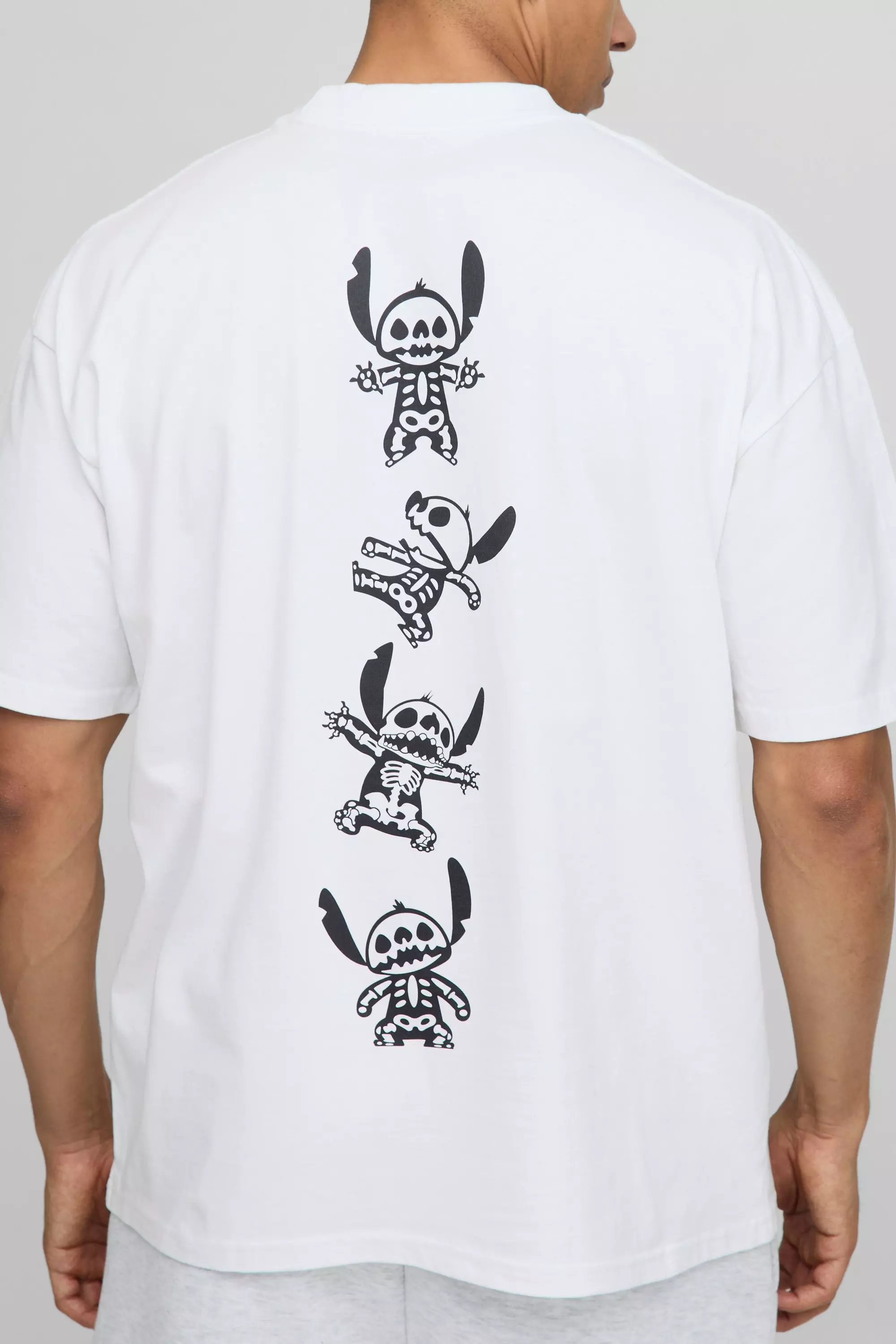 White Oversized Extended Neck Disney Lilo And Stitch License T-Shirt White
