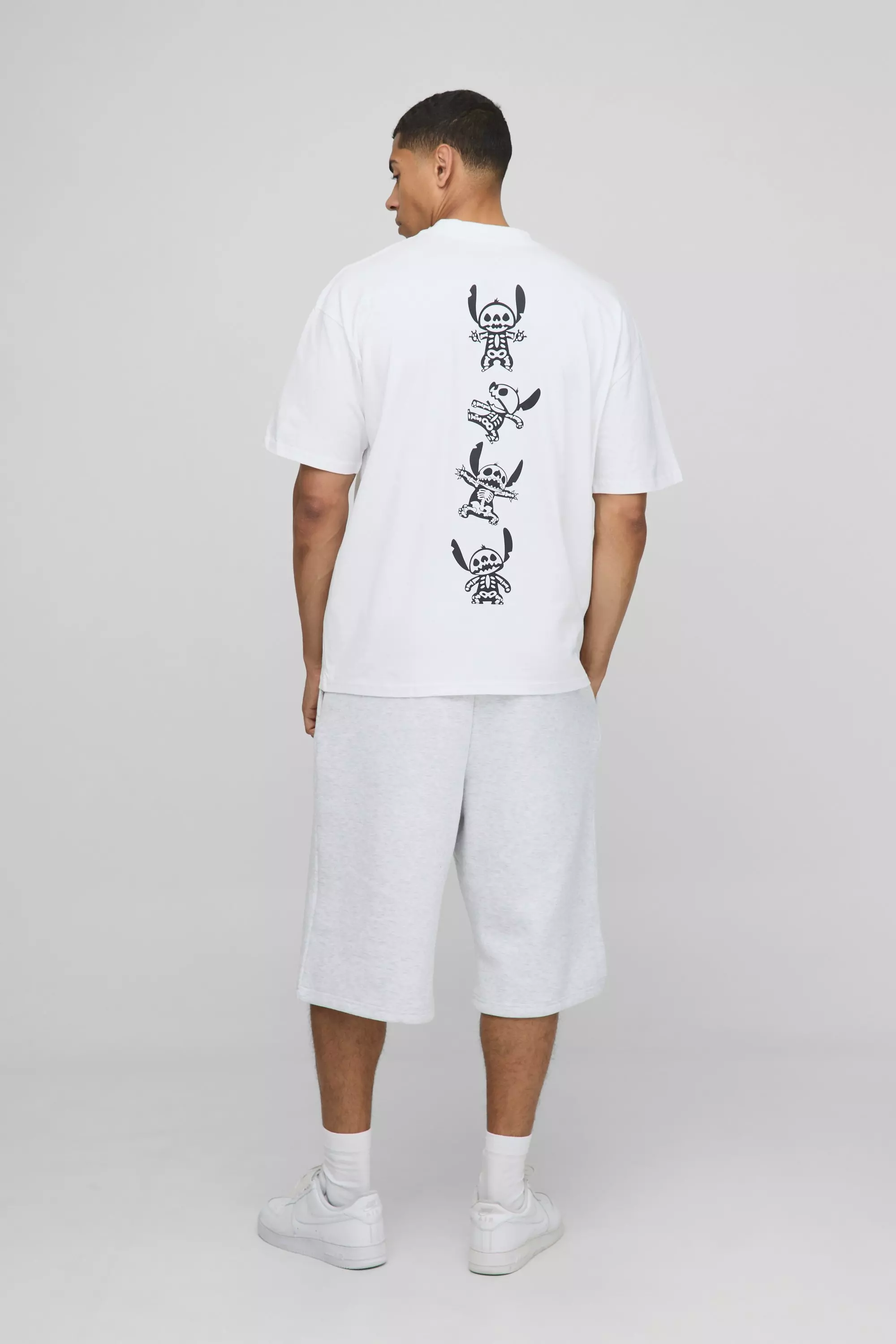 White Oversized Extended Neck Disney Lilo And Stitch License T-Shirt | boohooMAN USA
